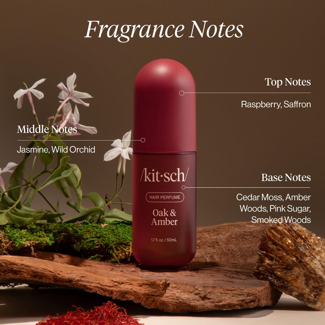 imageKitsch Hair Perfume for Women Amber Shores Clean Deodorizing ampamp Patented OdorEliminating Technology Hair Spray ampamp Body Mist Freshen Hair Body ampamp Pillows Woody Aquatic Scent 50mLWarm Sugar Oak and Amber