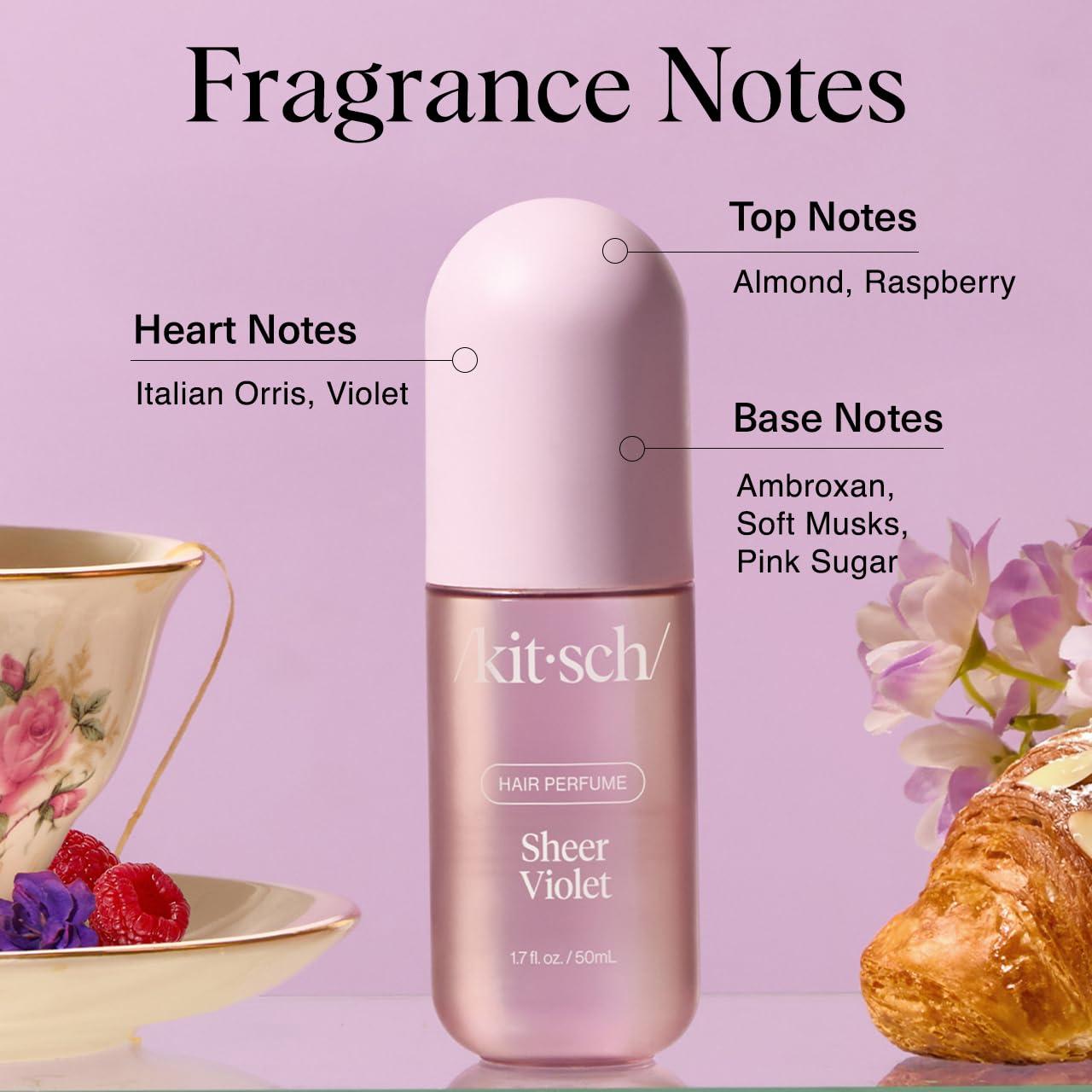 imageKitsch Hair Perfume for Women Amber Shores Clean Deodorizing ampamp Patented OdorEliminating Technology Hair Spray ampamp Body Mist Freshen Hair Body ampamp Pillows Woody Aquatic Scent 50mLSheer Violet