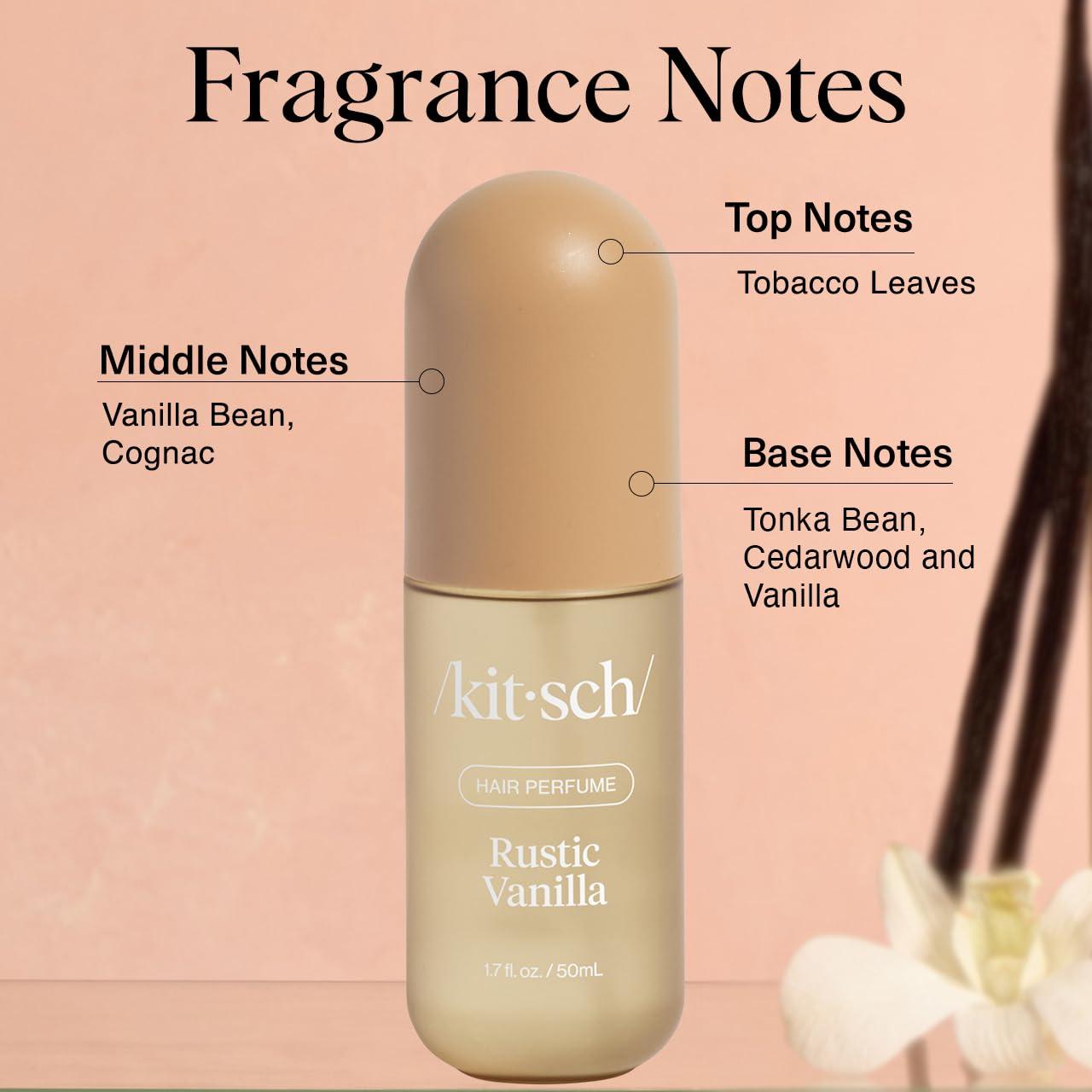 imageKitsch Hair Perfume for Women Amber Shores Clean Deodorizing ampamp Patented OdorEliminating Technology Hair Spray ampamp Body Mist Freshen Hair Body ampamp Pillows Woody Aquatic Scent 50mLRustic Vanilla