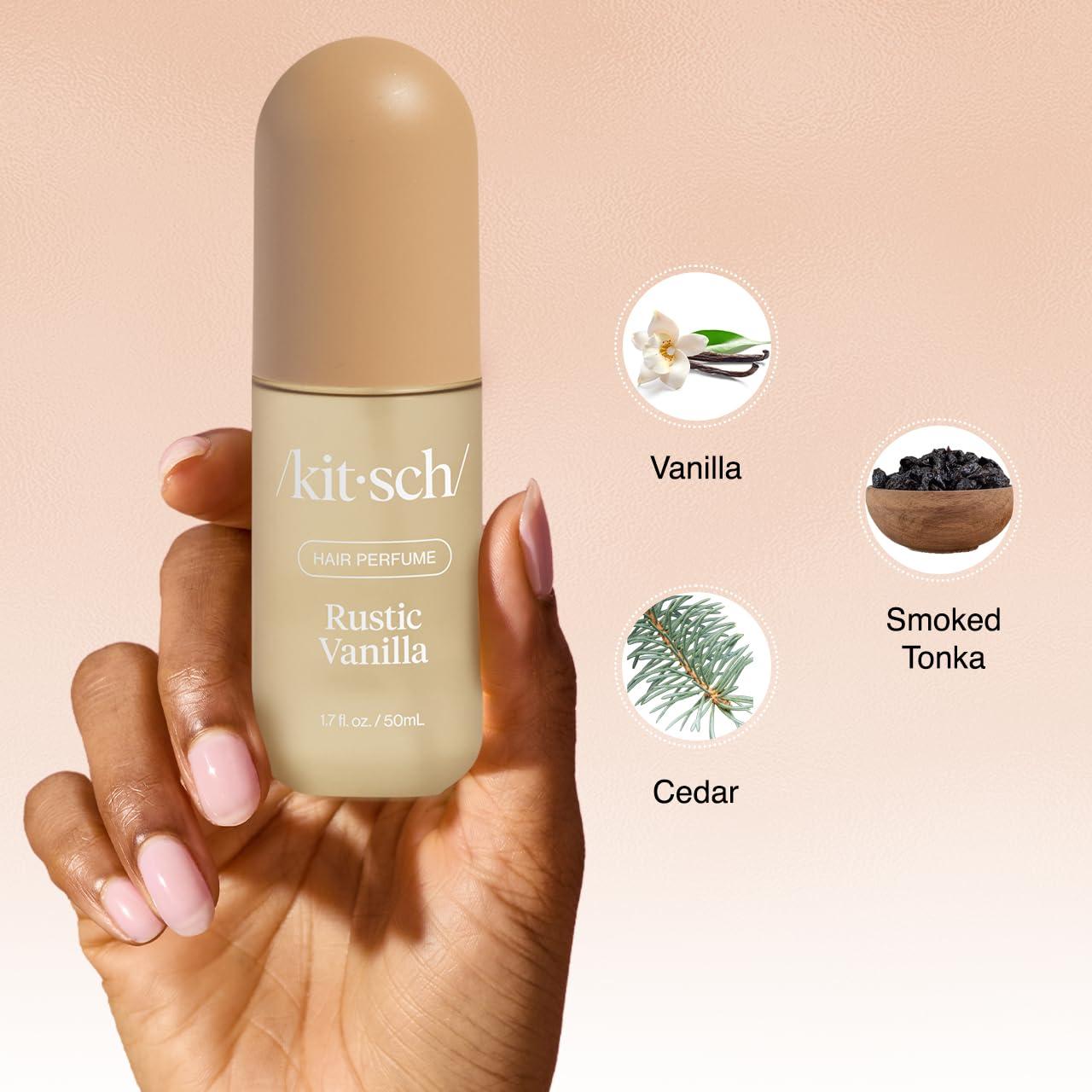 imageKitsch Hair Perfume for Women Amber Shores Clean Deodorizing ampamp Patented OdorEliminating Technology Hair Spray ampamp Body Mist Freshen Hair Body ampamp Pillows Woody Aquatic Scent 50mLRustic Vanilla