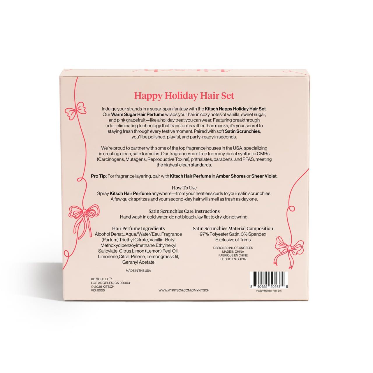 imageKitsch Hair Perfume for Women Amber Shores Clean Deodorizing ampamp Patented OdorEliminating Technology Hair Spray ampamp Body Mist Freshen Hair Body ampamp Pillows Woody Aquatic Scent 50mLWarm Sugar with Satin Scrunchies