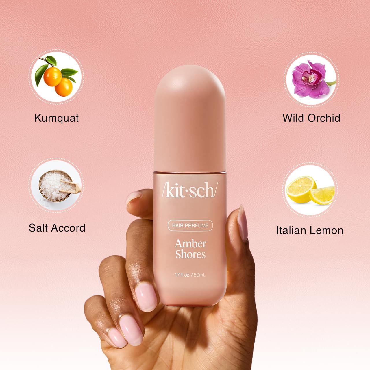 imageKitsch Hair Perfume for Women Amber Shores Clean Deodorizing ampamp Patented OdorEliminating Technology Hair Spray ampamp Body Mist Freshen Hair Body ampamp Pillows Woody Aquatic Scent 50mLAmber Shores