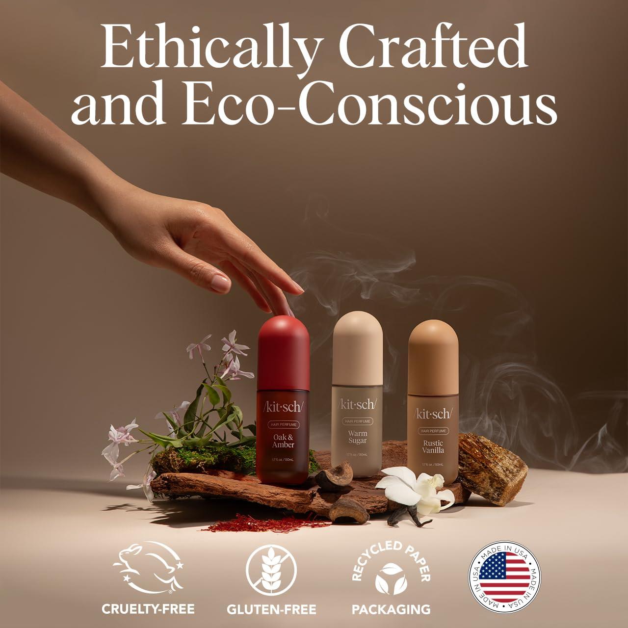 imageKitsch Hair Perfume for Women Amber Shores Clean Deodorizing ampamp Patented OdorEliminating Technology Hair Spray ampamp Body Mist Freshen Hair Body ampamp Pillows Woody Aquatic Scent 50mLWarm Sugar Oak and Amber