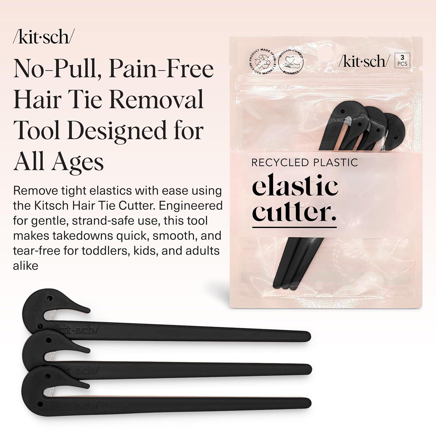 imageKitsch Hair Tie Cutter Easy To Use Pain Free Rubber Band Cutter for Hair Kids Baby ampamp Toddler Girls Ideal Gifts for Women Black 3pc SetBlack