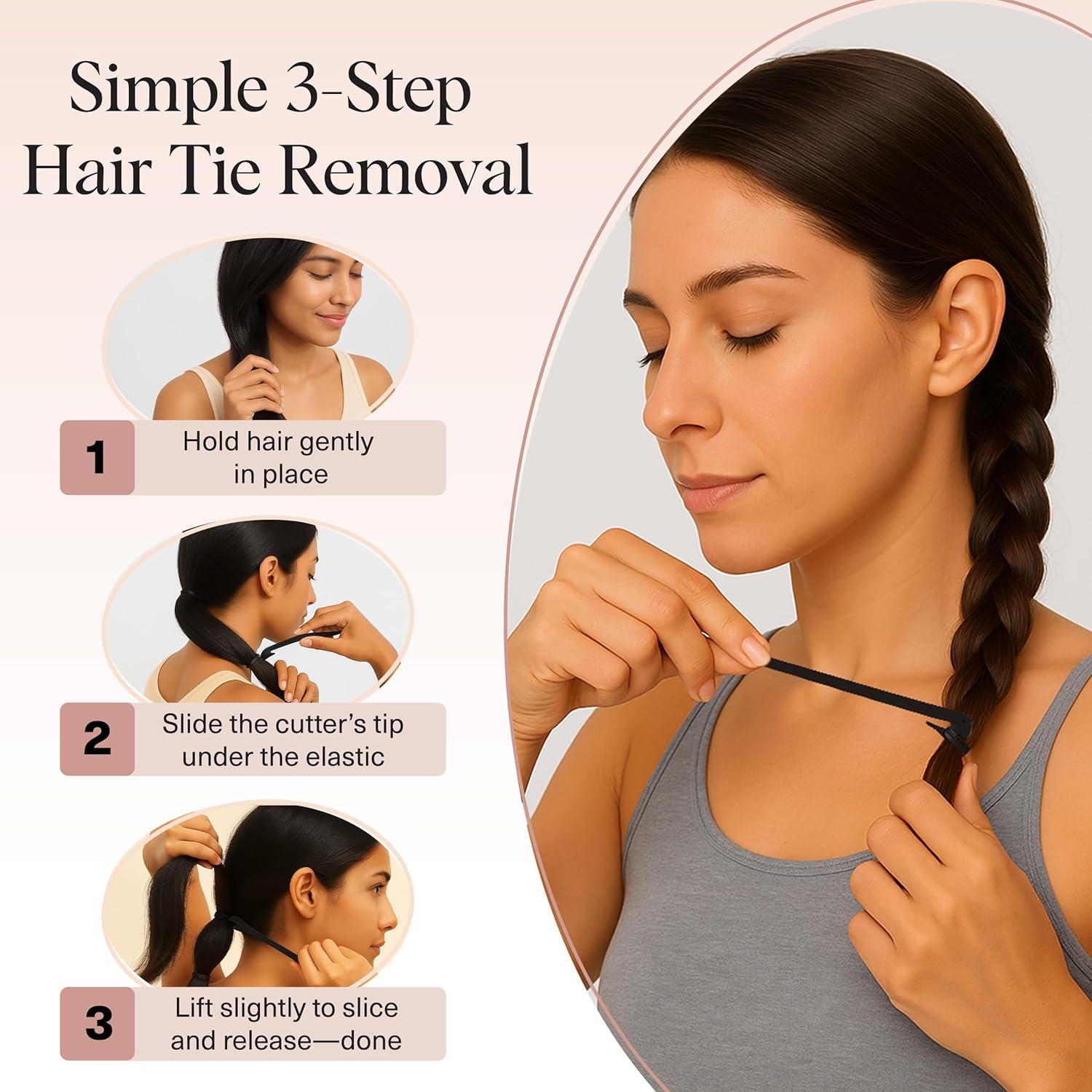 imageKitsch Hair Tie Cutter Easy To Use Pain Free Rubber Band Cutter for Hair Kids Baby ampamp Toddler Girls Ideal Gifts for Women Black 3pc SetBlack