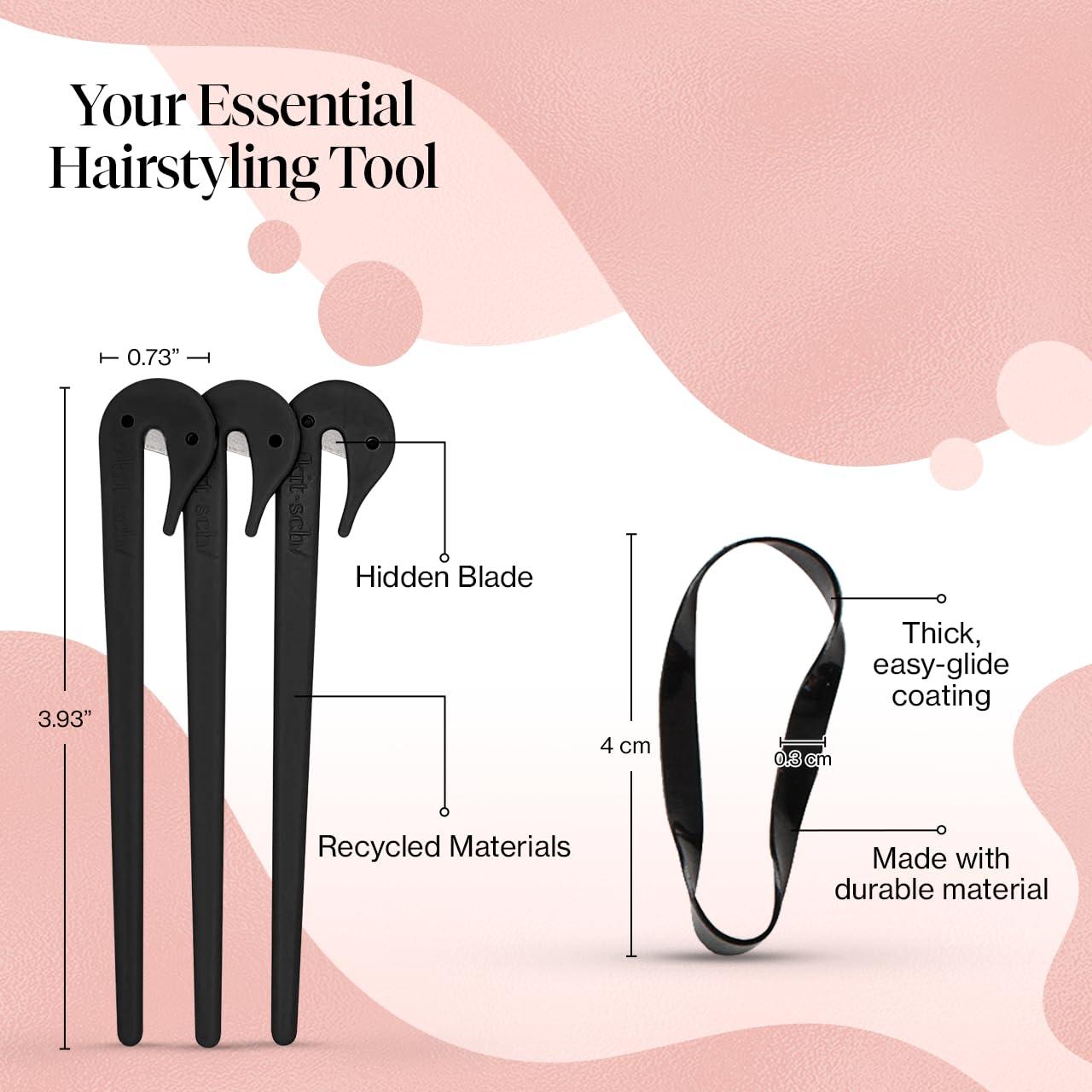 imageKitsch Hair Tie Cutter Easy To Use Pain Free Rubber Band Cutter for Hair Kids Baby ampamp Toddler Girls Ideal Gifts for Women Black 3pc SetBlack Elastic Cutter Small Rubber Bands