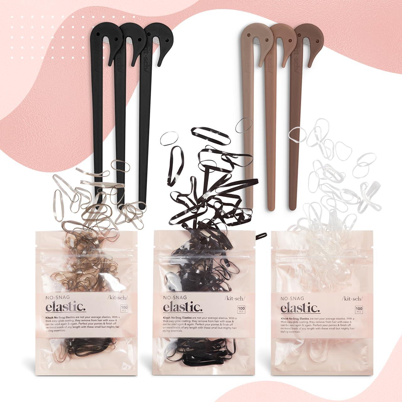 imageKitsch Hair Tie Cutter Easy To Use Pain Free Rubber Band Cutter for Hair Kids Baby ampamp Toddler Girls Ideal Gifts for Women Black 3pc SetBlack Elastic Cutter Small Rubber Bands