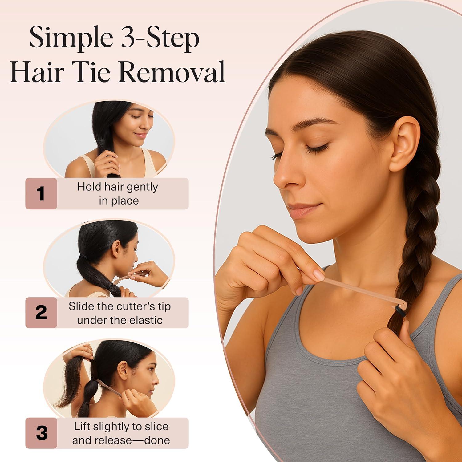 imageKitsch Hair Tie Cutter Easy To Use Pain Free Rubber Band Cutter for Hair Kids Baby ampamp Toddler Girls Ideal Gifts for Women Black 3pc SetMulticolored