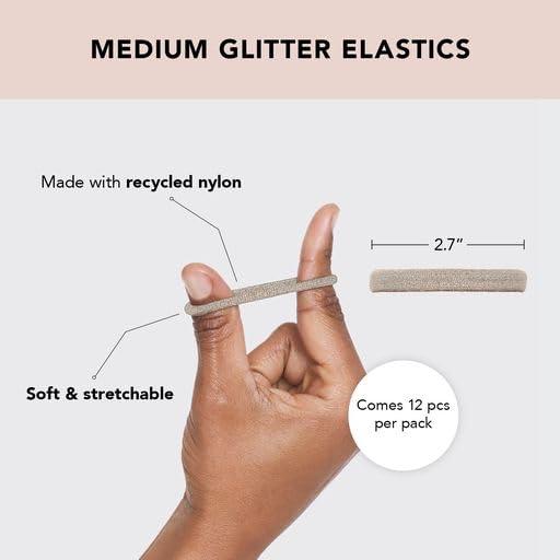 imageKitsch Hair Ties No Damage Strong Stretchy Hair Bands Soft Nylon Ponytail Holders SnagFree Rubber Bands Perfect for Updos ampamp Braids Ideal Gifts for Women Black 8pcsNeutral Pack of 12