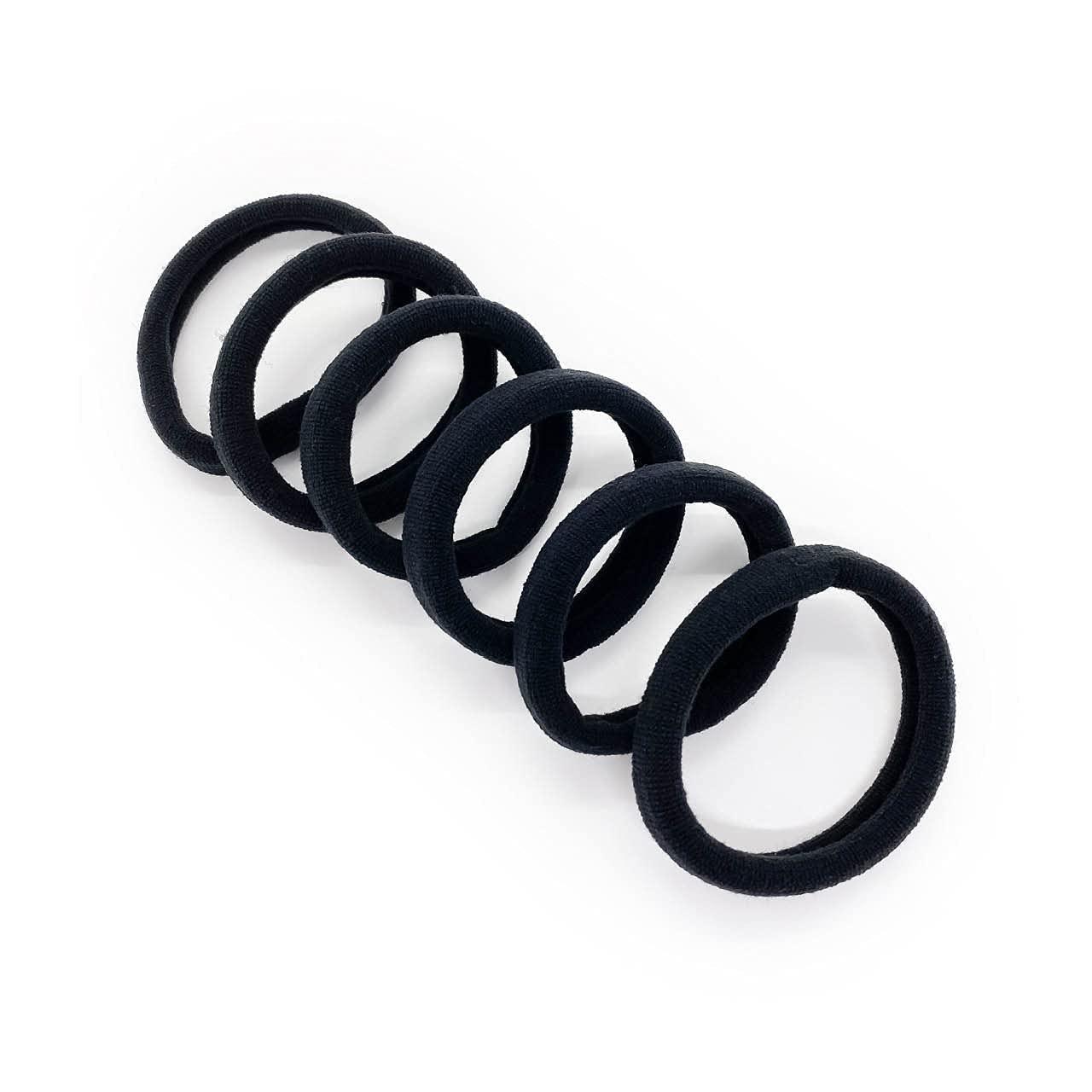 imageKitsch Hair Ties No Damage Strong Stretchy Hair Bands Soft Nylon Ponytail Holders SnagFree Rubber Bands Perfect for Updos ampamp Braids Ideal Gifts for Women Black 8pcsBlack Thick Pack of 6