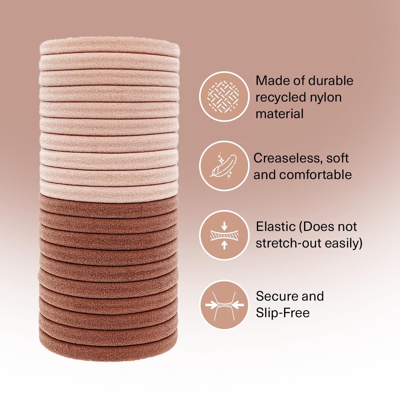 imageKitsch Hair Ties No Damage Strong Stretchy Hair Bands Soft Nylon Ponytail Holders SnagFree Rubber Bands Perfect for Updos ampamp Braids Ideal Gifts for Women Black 8pcsBlush Standard Pack of 20