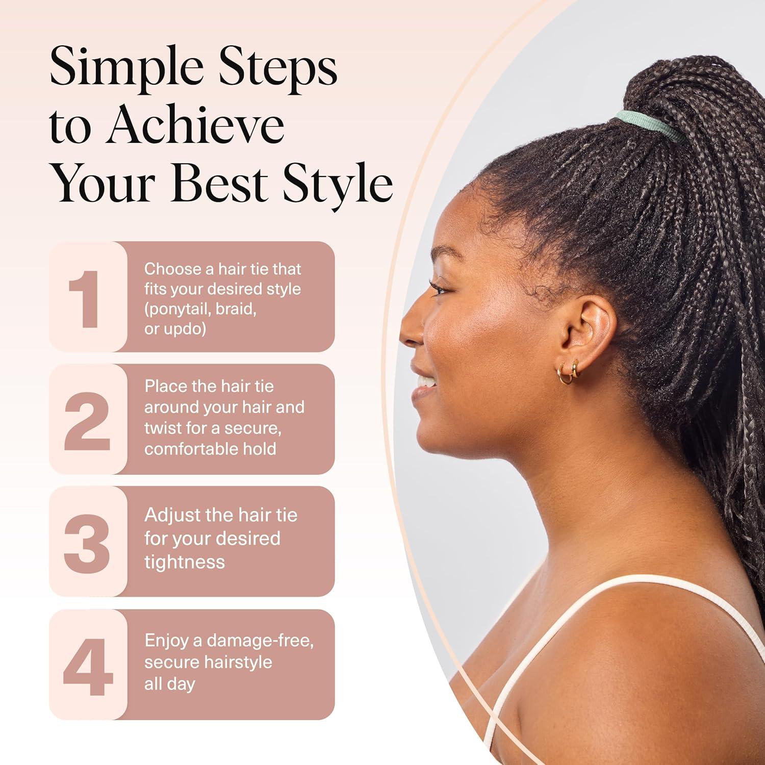 imageKitsch Hair Ties No Damage Strong Stretchy Hair Bands Soft Nylon Ponytail Holders SnagFree Rubber Bands Perfect for Updos ampamp Braids Ideal Gifts for Women Black 8pcsGarden Bouquet