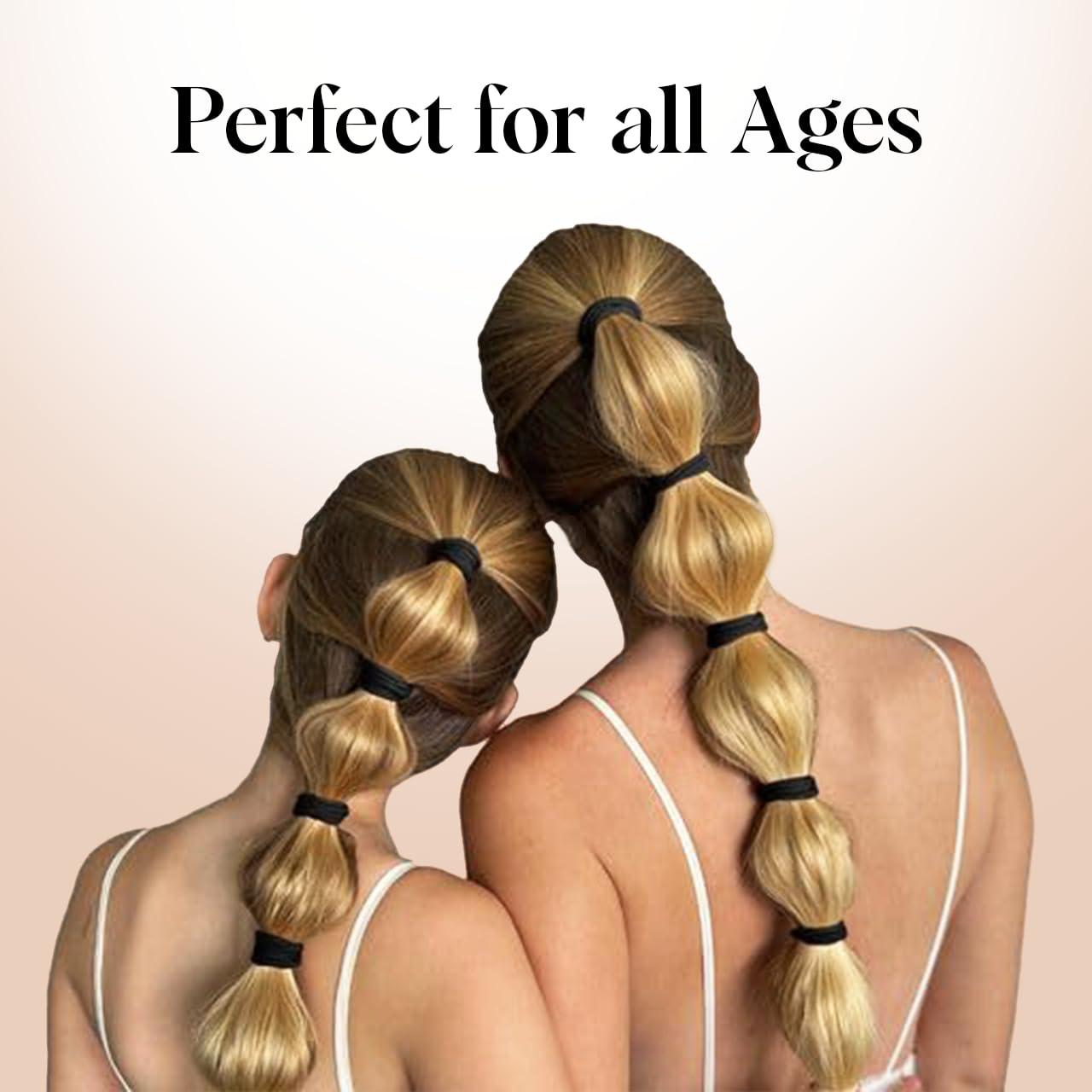 imageKitsch Hair Ties No Damage Strong Stretchy Hair Bands Soft Nylon Ponytail Holders SnagFree Rubber Bands Perfect for Updos ampamp Braids Ideal Gifts for Women Black 8pcsBlack Medium Pack of 12