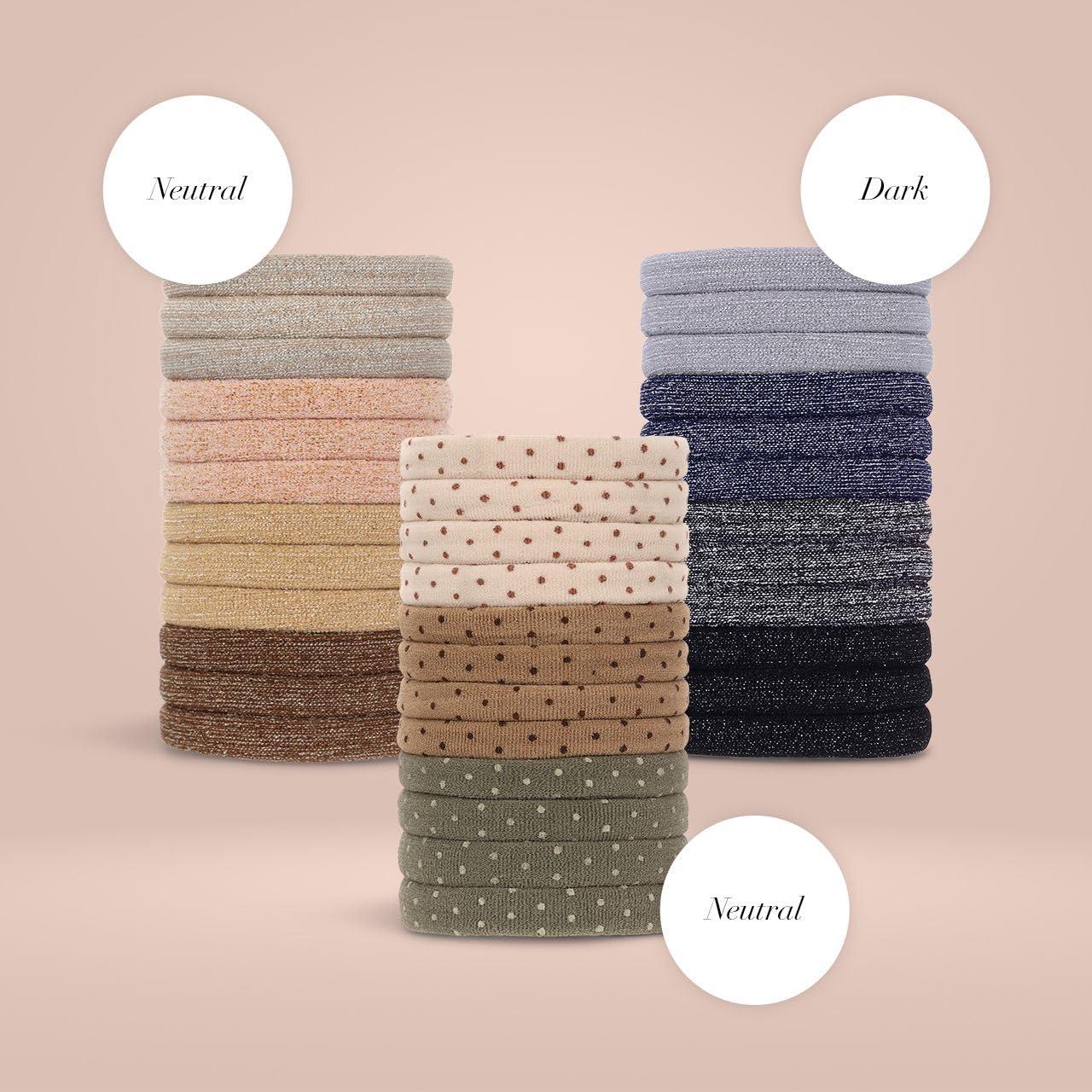 imageKitsch Hair Ties No Damage Strong Stretchy Hair Bands Soft Nylon Ponytail Holders SnagFree Rubber Bands Perfect for Updos ampamp Braids Ideal Gifts for Women Black 8pcsNeutral Pack of 12