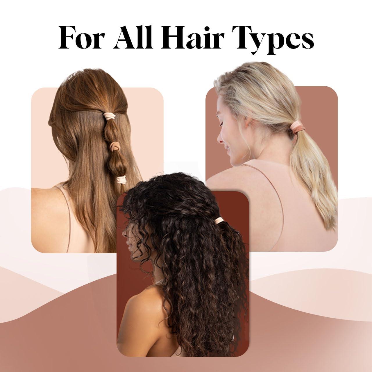 imageKitsch Hair Ties No Damage Strong Stretchy Hair Bands Soft Nylon Ponytail Holders SnagFree Rubber Bands Perfect for Updos ampamp Braids Ideal Gifts for Women Black 8pcsBlush Standard Pack of 20