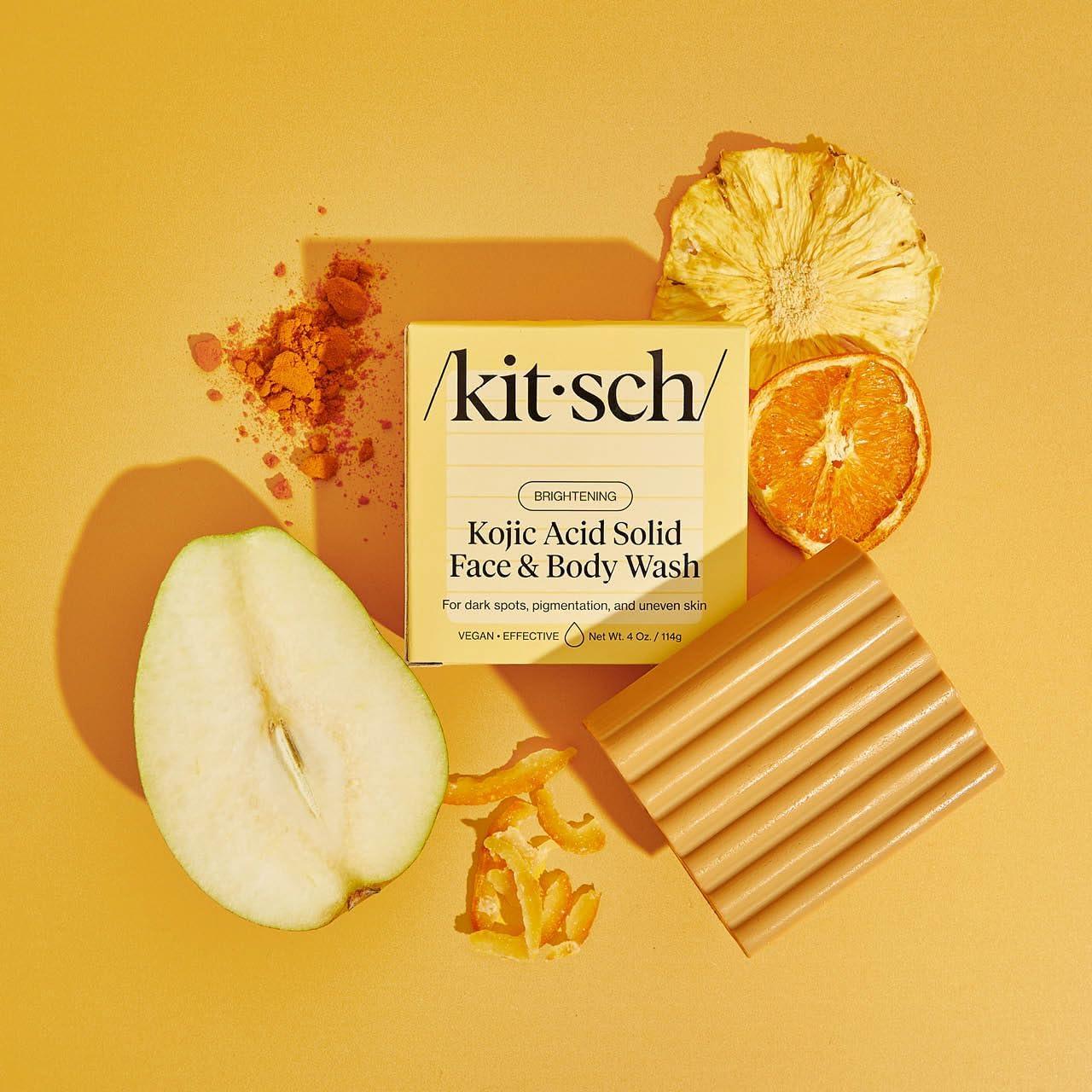 imageKitsch Kojic Acid Soap Turmeric Soap Bar with Hyaluronic Acid ampamp Shea Butter Brightening ampamp Hydrating Body Wash ampamp Face Wash for Dark Spots Even Skin Tone ampamp Natural Glow Made in USA 4 ozFacial Soap Body Bar