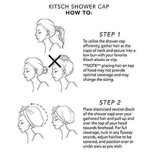 imageKitsch Luxury Shower Caps for Women Reusable Waterproof Large Shower Cap for Women Nonslip Quickdry Hair Cap for Long and Short Hair Comfortable and Stylish Design Blush DotFloral