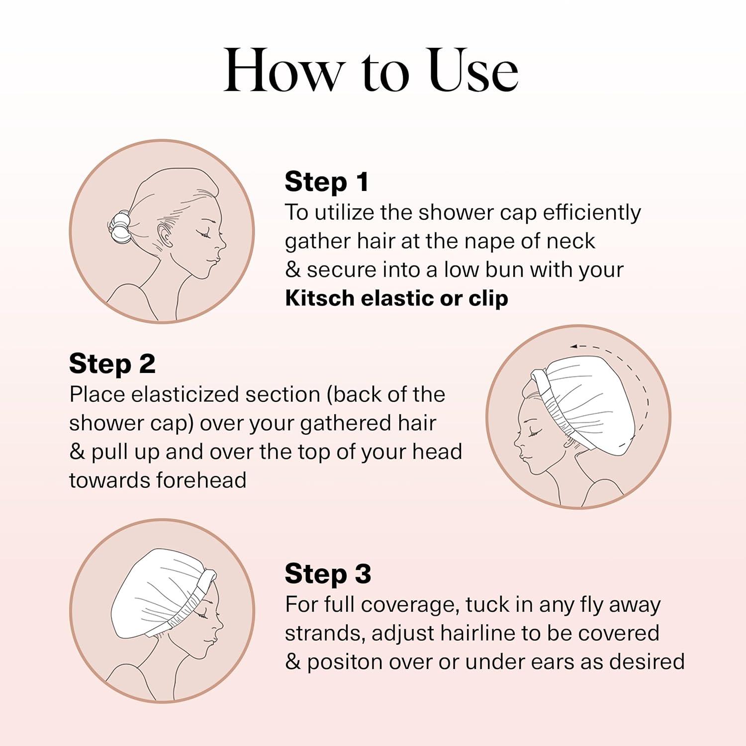 imageKitsch Luxury Shower Caps for Women Reusable Waterproof Large Shower Cap for Women Nonslip Quickdry Hair Cap for Long and Short Hair Comfortable and Stylish Design Blush DotCherry Print