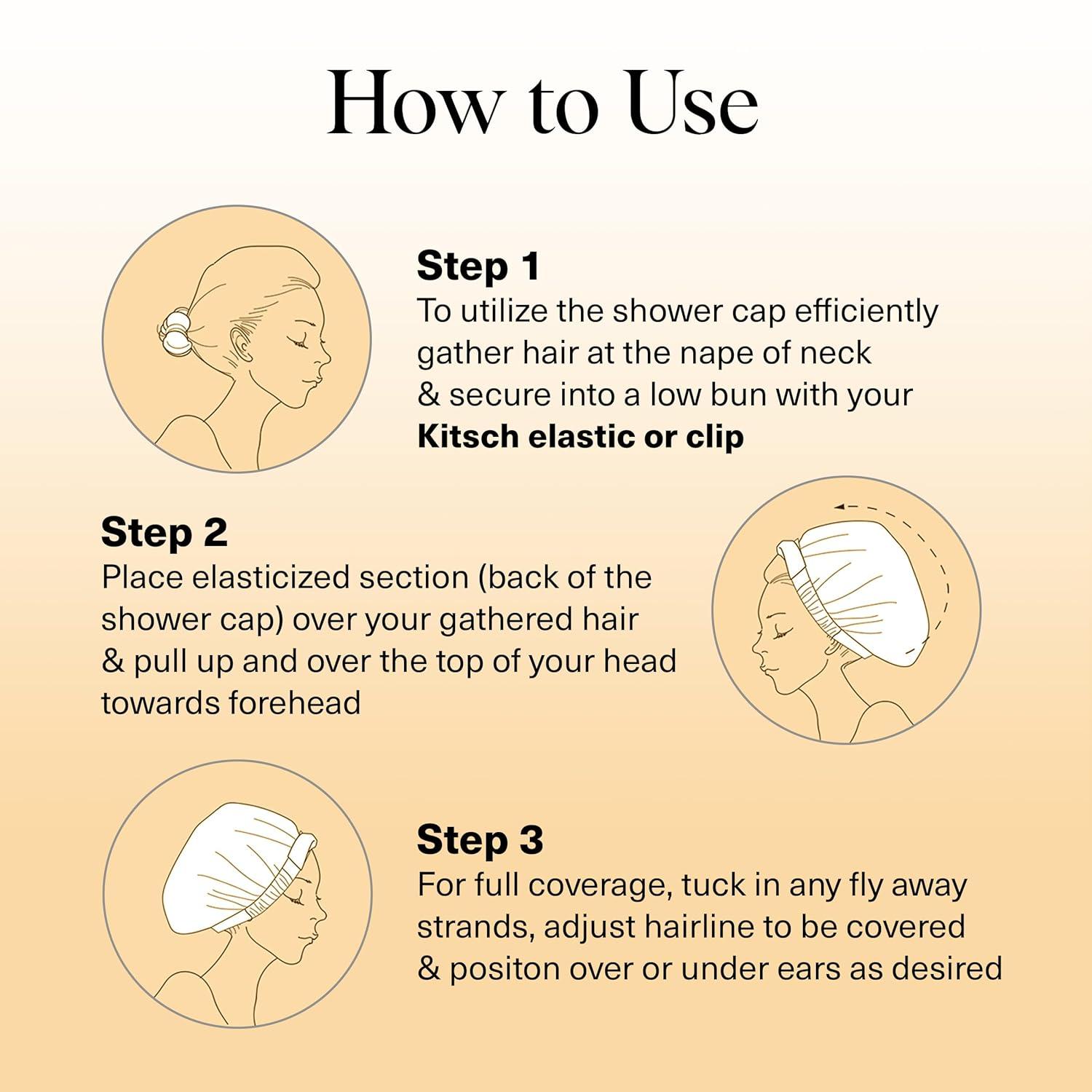 imageKitsch Luxury Shower Caps for Women Reusable Waterproof Large Shower Cap for Women Nonslip Quickdry Hair Cap for Long and Short Hair Comfortable and Stylish Design Blush DotMickey Maze