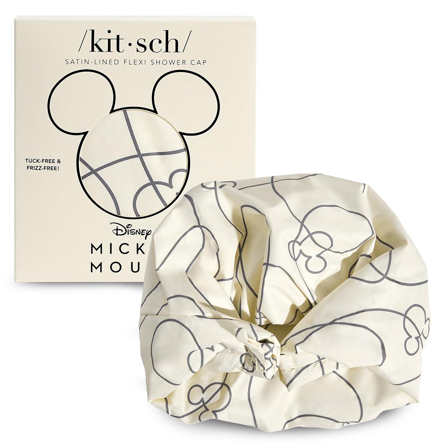 imageKitsch Luxury Shower Caps for Women Reusable Waterproof Large Shower Cap for Women Nonslip Quickdry Hair Cap for Long and Short Hair Comfortable and Stylish Design Blush DotMickey Maze