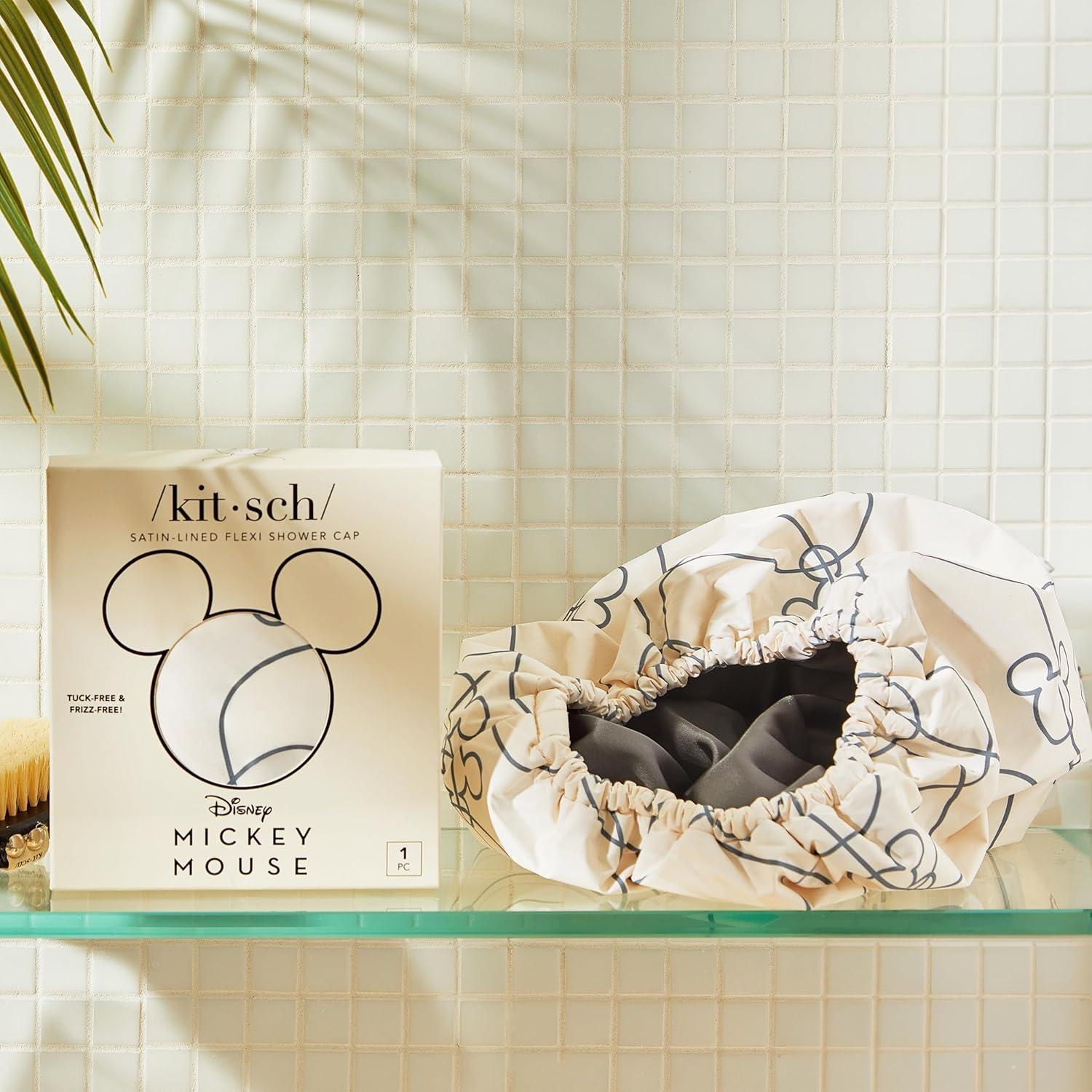 imageKitsch Luxury Shower Caps for Women Reusable Waterproof Large Shower Cap for Women Nonslip Quickdry Hair Cap for Long and Short Hair Comfortable and Stylish Design Blush DotMickey Maze