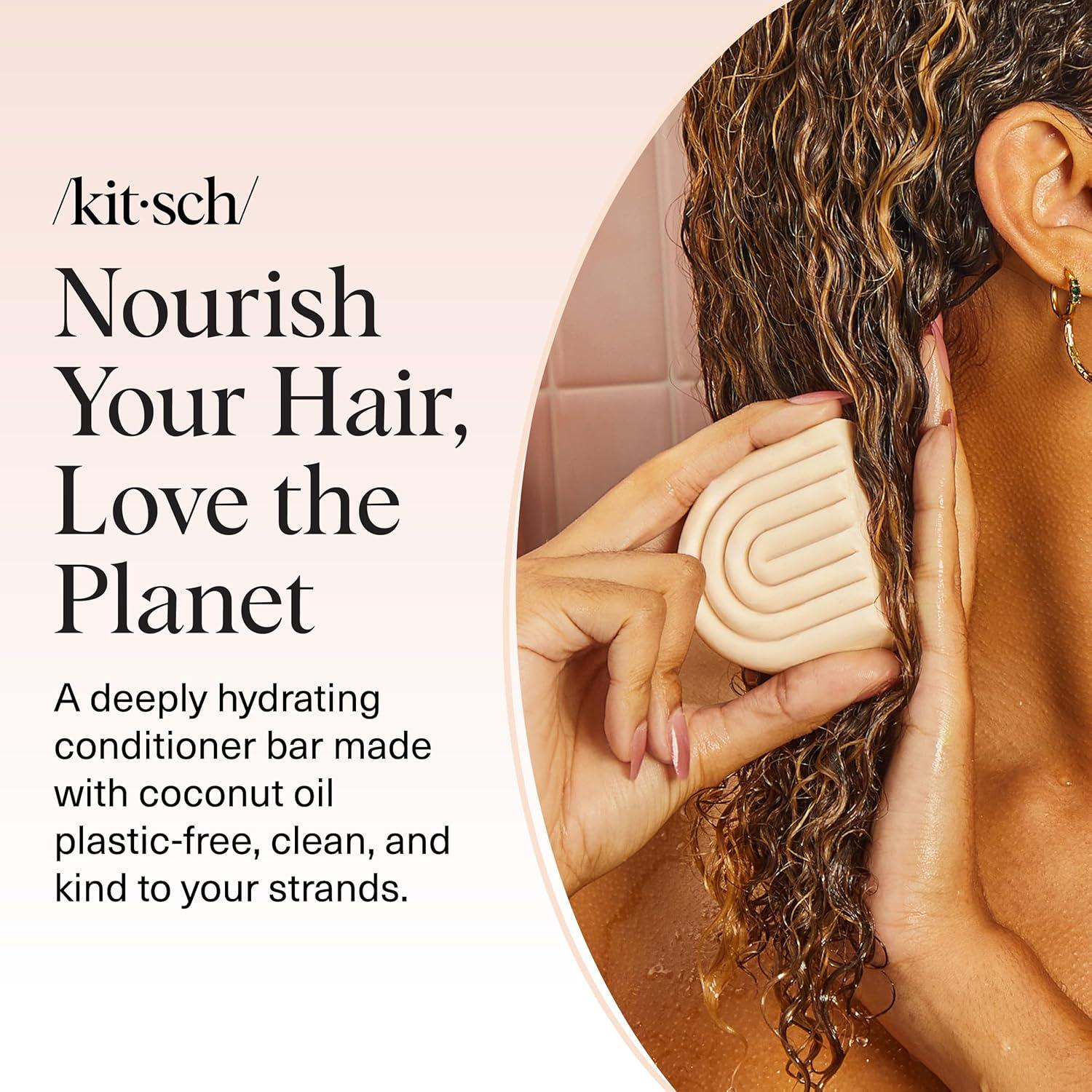 imageKitsch Rice Water Shampoo Bar for Hair Growth Strengthening Hair Shampoo for Men and Women Reduce Breakage Boosts Shine Paraben Silicone ampamp SulfateFree Vegan Hair Care 32 ozCoconut Oil DeepMoisturizing Conditioner Bar