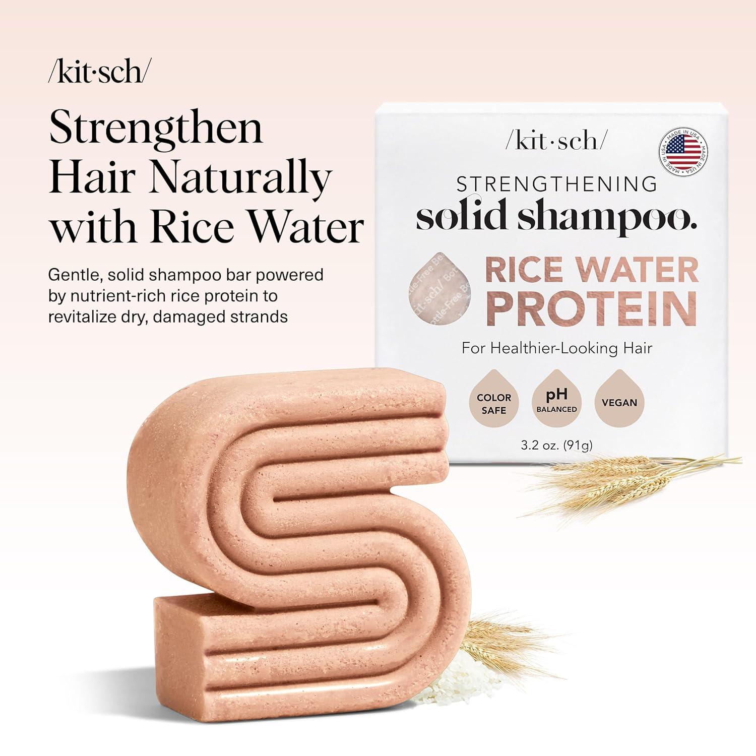 imageKitsch Rice Water Shampoo Bar for Hair Growth Strengthening Hair Shampoo for Men and Women Reduce Breakage Boosts Shine Paraben Silicone ampamp SulfateFree Vegan Hair Care 32 ozRice Water Shampoo Bar