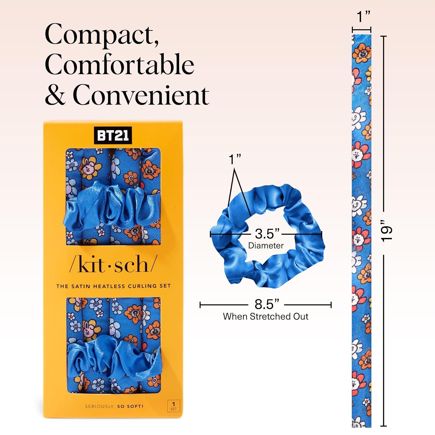 imageKitsch Satin Heatless Curling Set Heatless Curls Overnight with 34quot Hair Curler ampamp 2 Satin Scrunchies Comfortable Hair Curlers to Sleep In for FrizzFree No Heat Damage Styling Sunset Tie DyeBT21