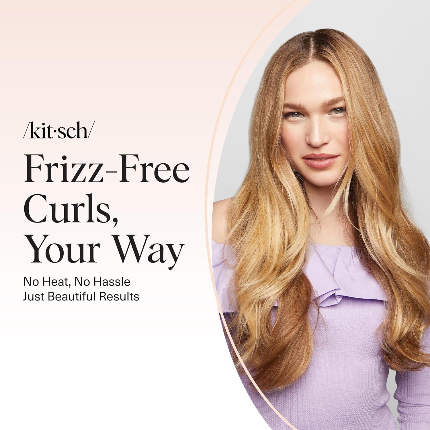 imageKitsch Satin Heatless Curling Set Heatless Curls Overnight with 34quot Hair Curler ampamp 2 Satin Scrunchies Comfortable Hair Curlers to Sleep In for FrizzFree No Heat Damage Styling Sunset Tie Dye04 Chocolate