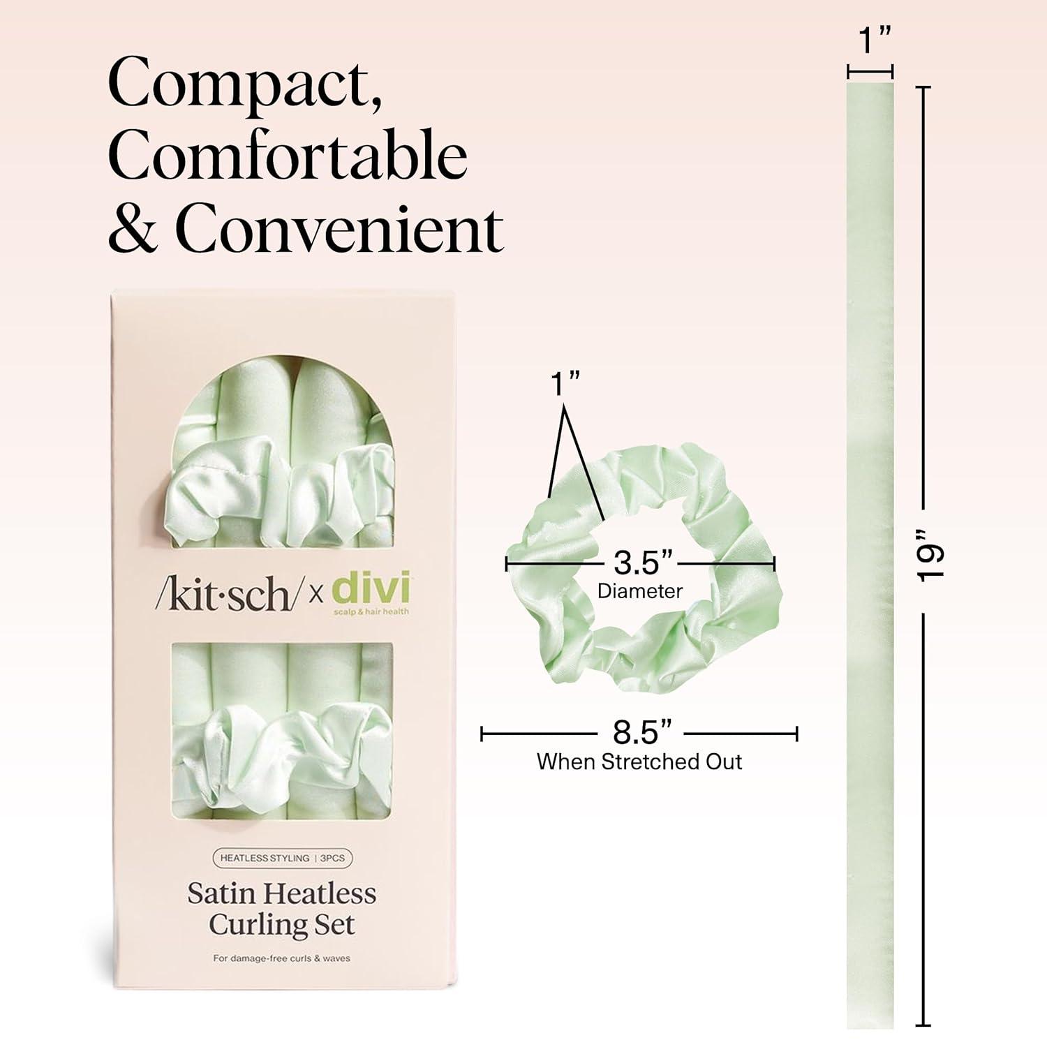 imageKitsch Satin Heatless Curling Set Heatless Curls Overnight with 34quot Hair Curler ampamp 2 Satin Scrunchies Comfortable Hair Curlers to Sleep In for FrizzFree No Heat Damage Styling Sunset Tie DyeSage