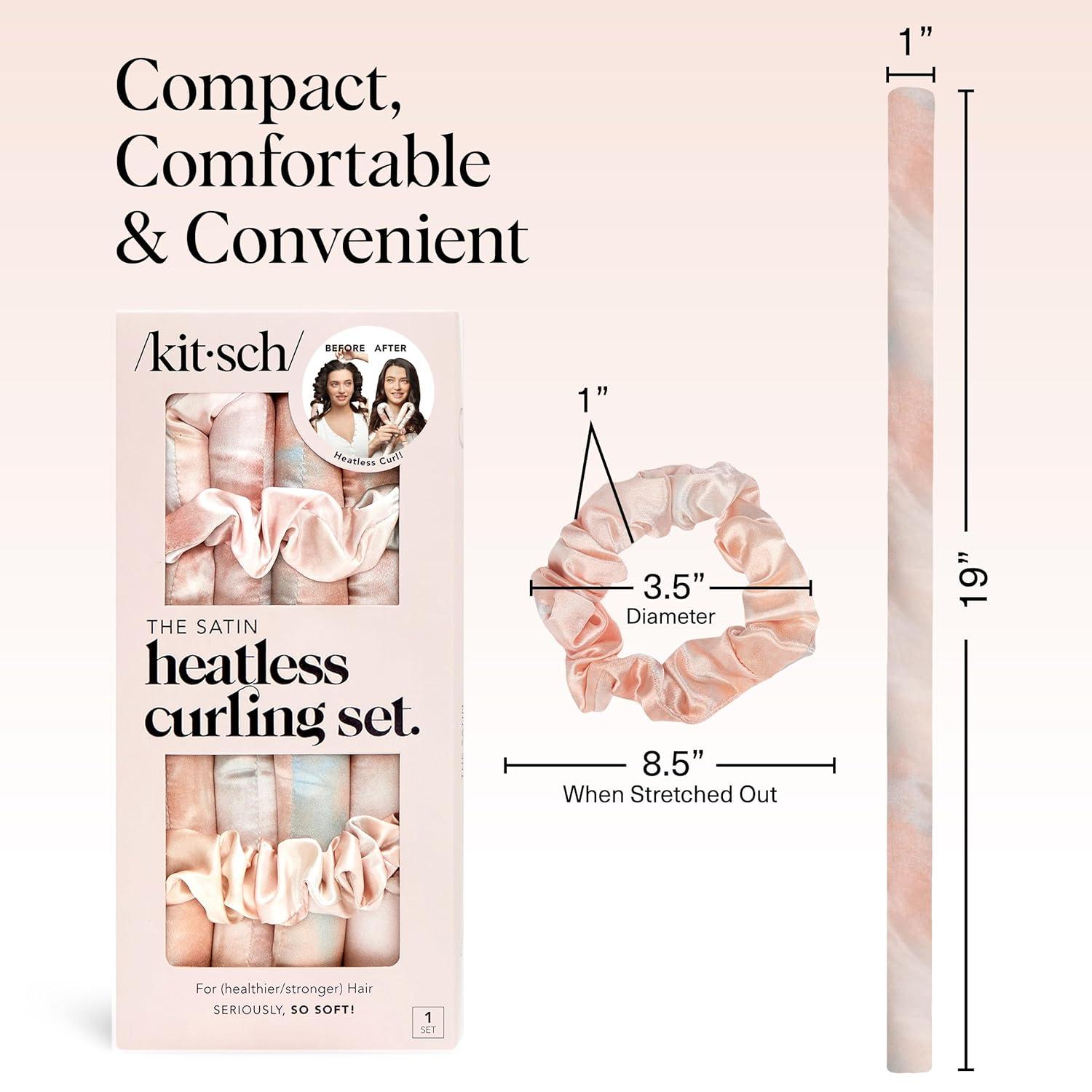 imageKitsch Satin Heatless Curling Set Heatless Curls Overnight with 34quot Hair Curler ampamp 2 Satin Scrunchies Comfortable Hair Curlers to Sleep In for FrizzFree No Heat Damage Styling Sunset Tie Dye01 Sunset Tie Dye