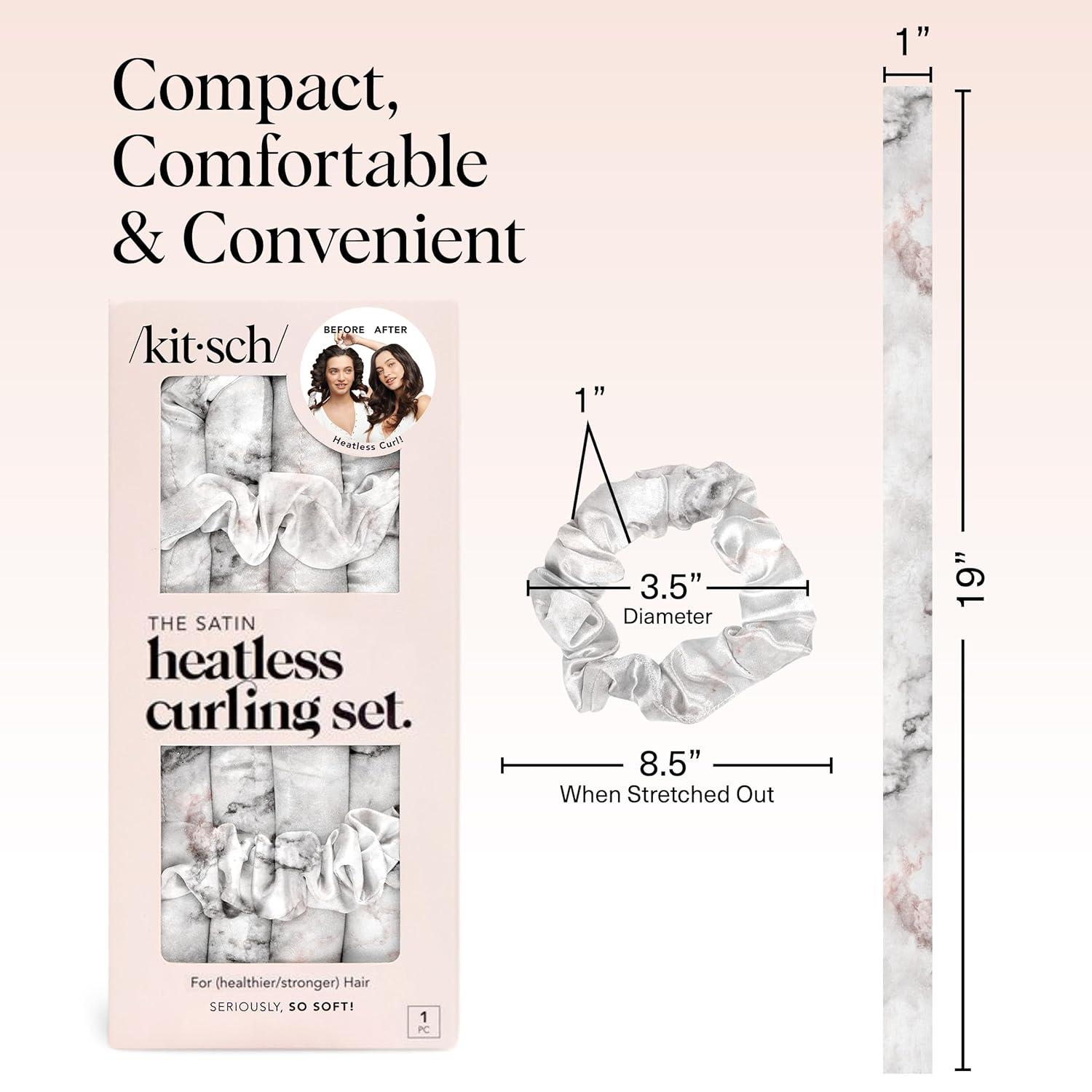 imageKitsch Satin Heatless Curling Set Heatless Curls Overnight with 34quot Hair Curler ampamp 2 Satin Scrunchies Comfortable Hair Curlers to Sleep In for FrizzFree No Heat Damage Styling Sunset Tie Dye08 Marble