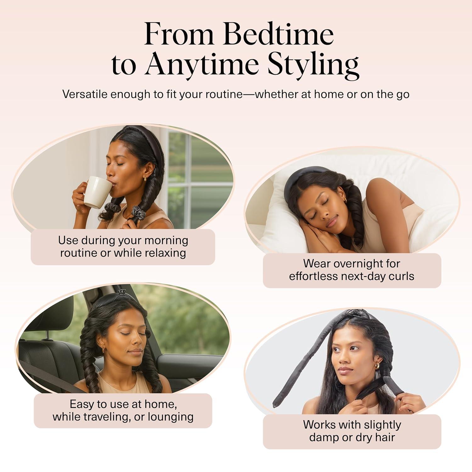 imageKitsch Satin Heatless Curling Set Heatless Curls Overnight with 34quot Hair Curler ampamp 2 Satin Scrunchies Comfortable Hair Curlers to Sleep In for FrizzFree No Heat Damage Styling Sunset Tie Dye02 Charcoal