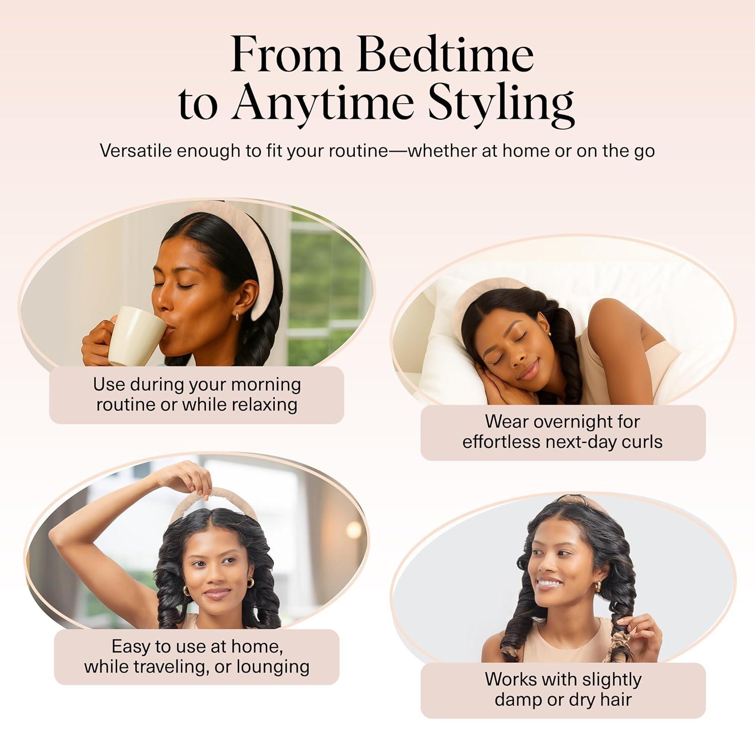 imageKitsch Satin Heatless Curling Set Heatless Curls Overnight with 34quot Hair Curler ampamp 2 Satin Scrunchies Comfortable Hair Curlers to Sleep In for FrizzFree No Heat Damage Styling Sunset Tie DyeChampagne