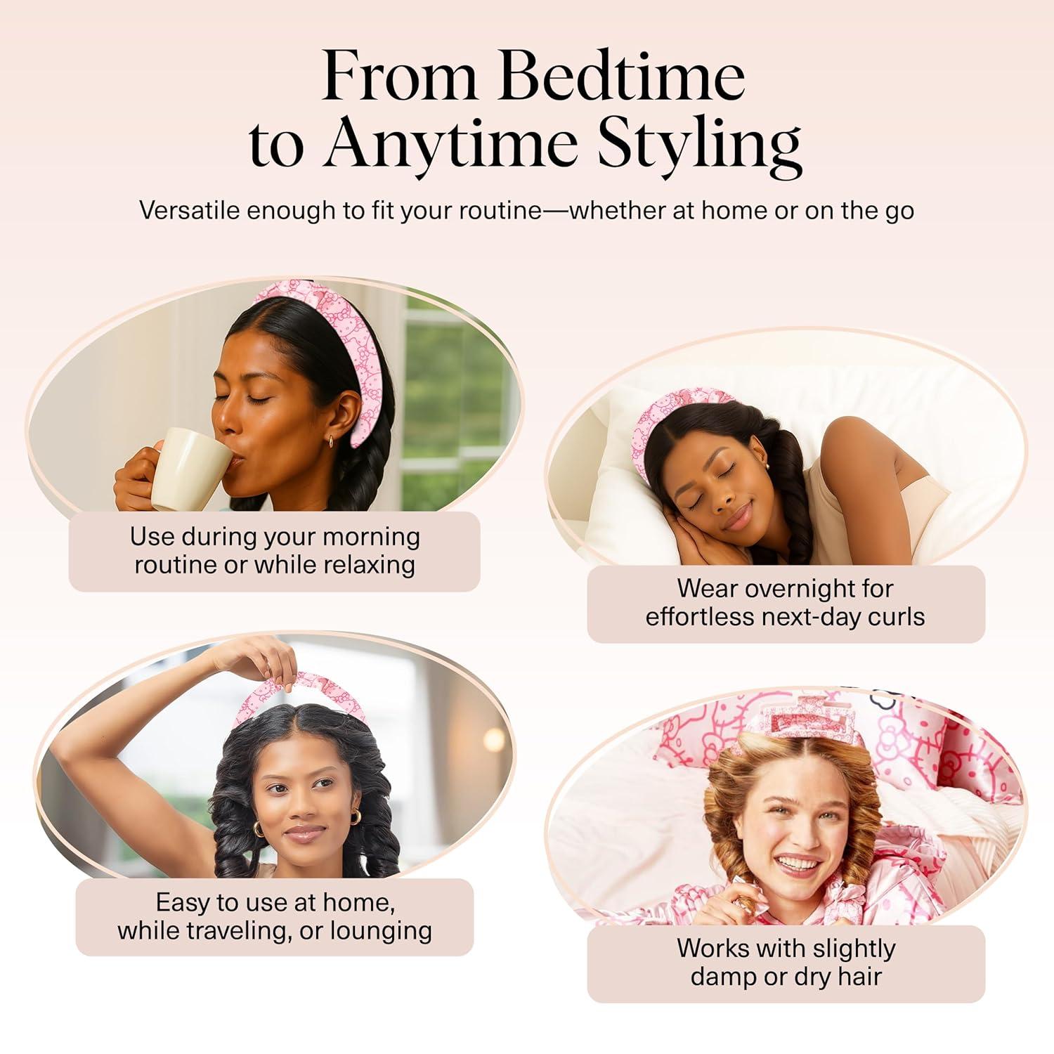 imageKitsch Satin Heatless Curling Set Heatless Curls Overnight with 34quot Hair Curler ampamp 2 Satin Scrunchies Comfortable Hair Curlers to Sleep In for FrizzFree No Heat Damage Styling Sunset Tie DyePink Kitty Face