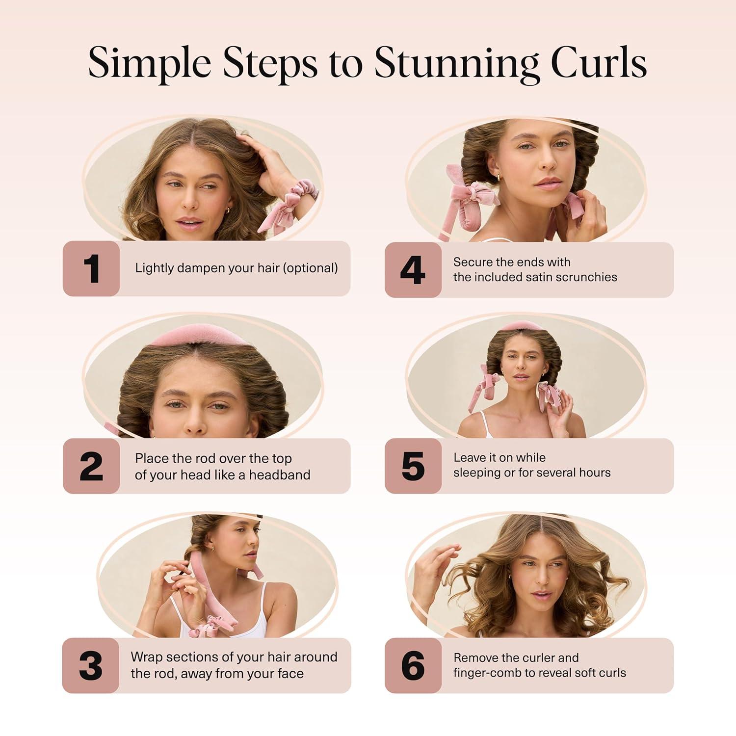 imageKitsch Satin Heatless Curling Set Heatless Curls Overnight with 34quot Hair Curler ampamp 2 Satin Scrunchies Comfortable Hair Curlers to Sleep In for FrizzFree No Heat Damage Styling Sunset Tie DyeTerracotta