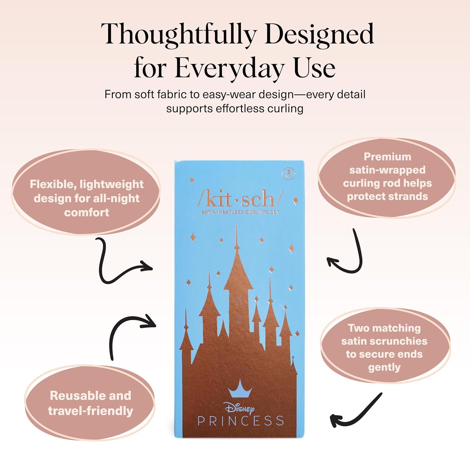 imageKitsch Satin Heatless Curling Set Heatless Curls Overnight with 34quot Hair Curler ampamp 2 Satin Scrunchies Comfortable Hair Curlers to Sleep In for FrizzFree No Heat Damage Styling Sunset Tie Dye09 Princess Party