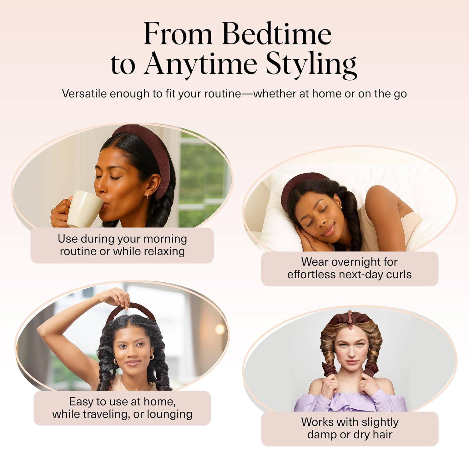 imageKitsch Satin Heatless Curling Set Heatless Curls Overnight with 34quot Hair Curler ampamp 2 Satin Scrunchies Comfortable Hair Curlers to Sleep In for FrizzFree No Heat Damage Styling Sunset Tie Dye04 Chocolate