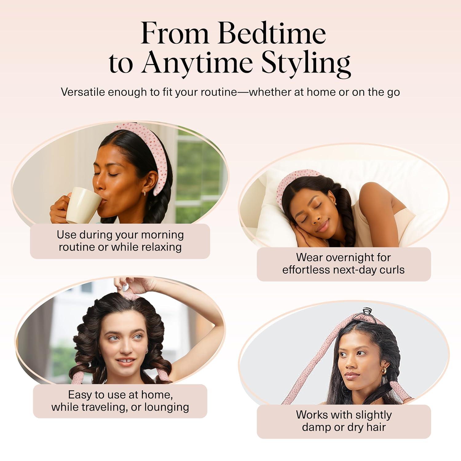 imageKitsch Satin Heatless Curling Set Heatless Curls Overnight with 34quot Hair Curler ampamp 2 Satin Scrunchies Comfortable Hair Curlers to Sleep In for FrizzFree No Heat Damage Styling Sunset Tie Dye06 Micro Dot