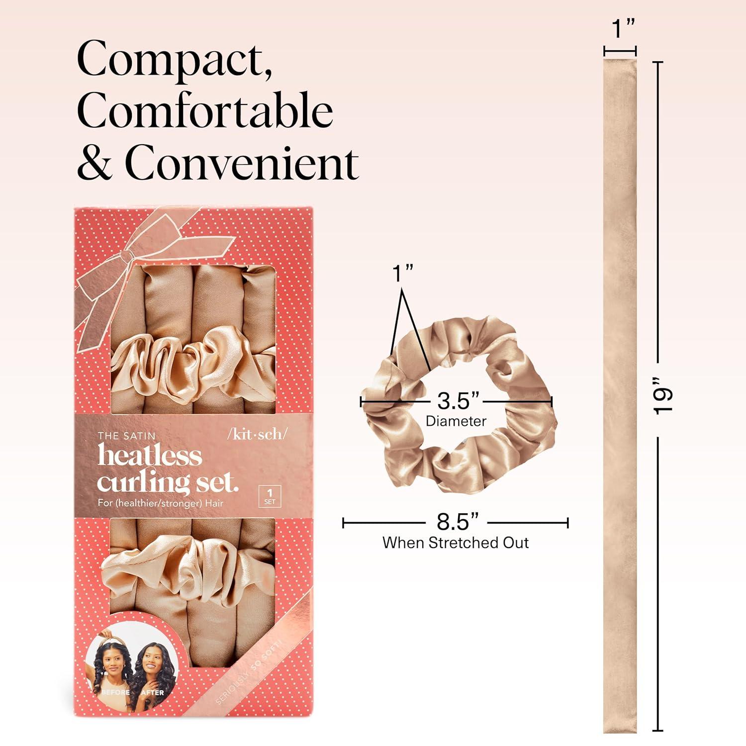 imageKitsch Satin Heatless Curling Set Heatless Curls Overnight with 34quot Hair Curler ampamp 2 Satin Scrunchies Comfortable Hair Curlers to Sleep In for FrizzFree No Heat Damage Styling Sunset Tie DyeChampagne