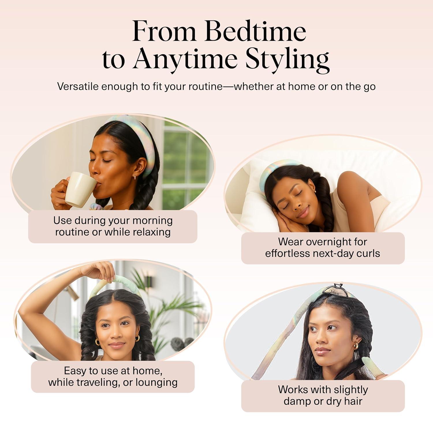 imageKitsch Satin Heatless Curling Set Heatless Curls Overnight with 34quot Hair Curler ampamp 2 Satin Scrunchies Comfortable Hair Curlers to Sleep In for FrizzFree No Heat Damage Styling Sunset Tie Dye03 Aura