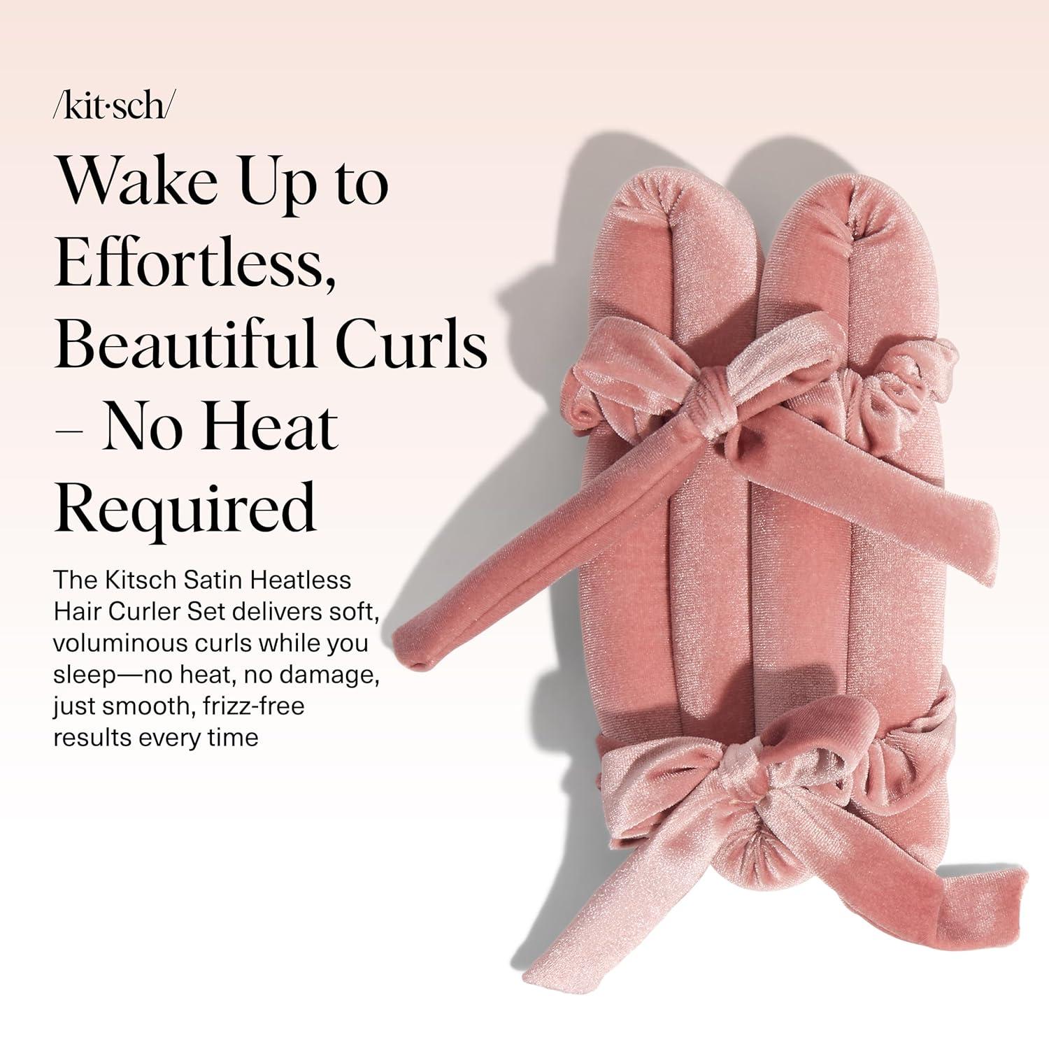 imageKitsch Satin Heatless Curling Set Heatless Curls Overnight with 34quot Hair Curler ampamp 2 Satin Scrunchies Comfortable Hair Curlers to Sleep In for FrizzFree No Heat Damage Styling Sunset Tie DyeTerracotta