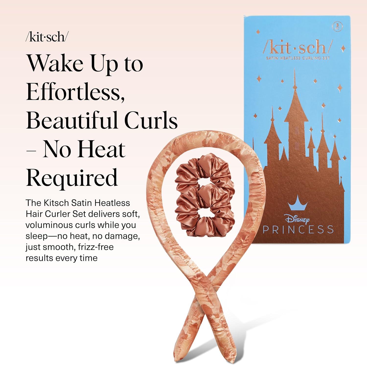 imageKitsch Satin Heatless Curling Set Heatless Curls Overnight with 34quot Hair Curler ampamp 2 Satin Scrunchies Comfortable Hair Curlers to Sleep In for FrizzFree No Heat Damage Styling Sunset Tie Dye09 Princess Party