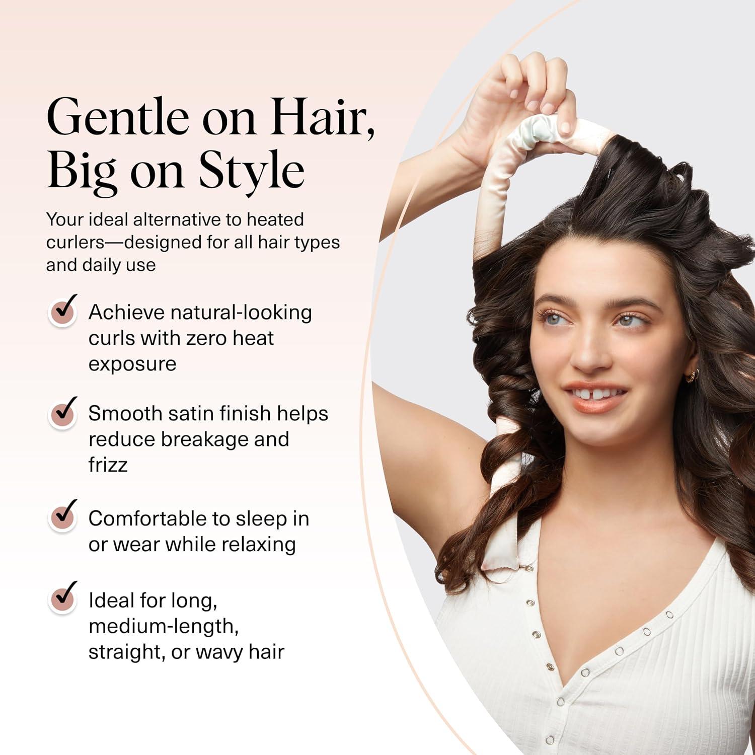 imageKitsch Satin Heatless Curling Set Heatless Curls Overnight with 34quot Hair Curler ampamp 2 Satin Scrunchies Comfortable Hair Curlers to Sleep In for FrizzFree No Heat Damage Styling Sunset Tie Dye01 Sunset Tie Dye