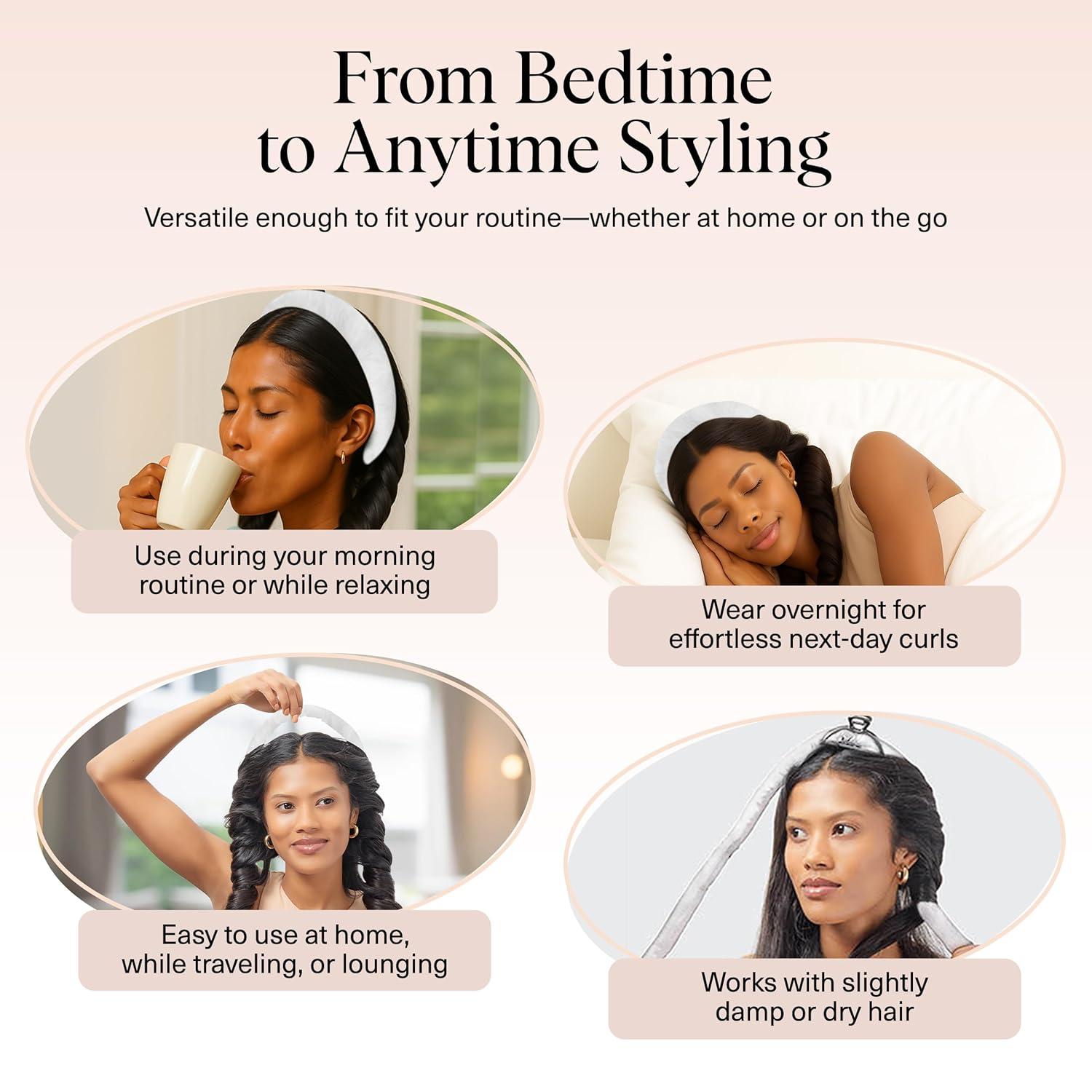 imageKitsch Satin Heatless Curling Set Heatless Curls Overnight with 34quot Hair Curler ampamp 2 Satin Scrunchies Comfortable Hair Curlers to Sleep In for FrizzFree No Heat Damage Styling Sunset Tie Dye05 Ivory