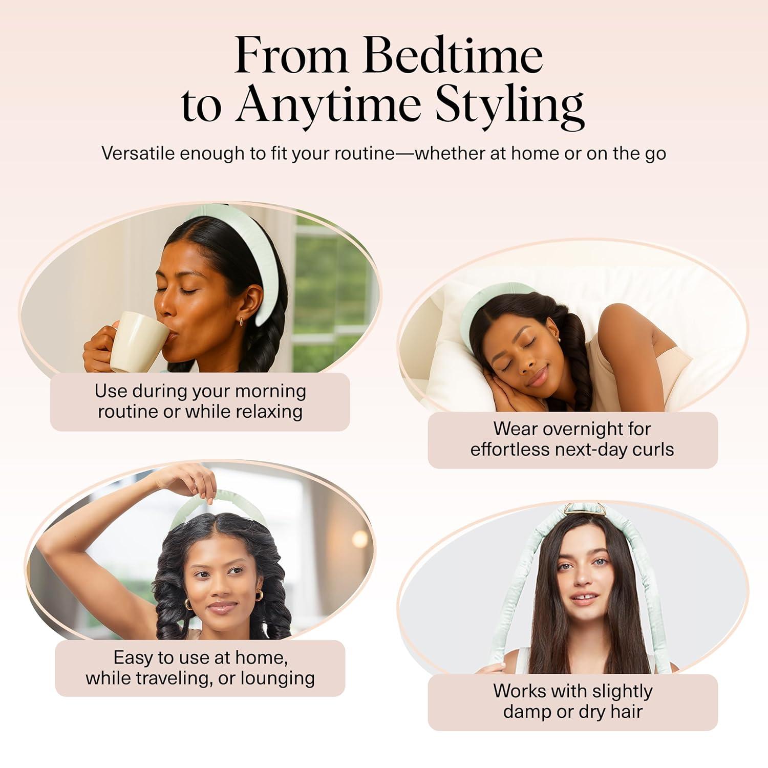 imageKitsch Satin Heatless Curling Set Heatless Curls Overnight with 34quot Hair Curler ampamp 2 Satin Scrunchies Comfortable Hair Curlers to Sleep In for FrizzFree No Heat Damage Styling Sunset Tie DyeSage