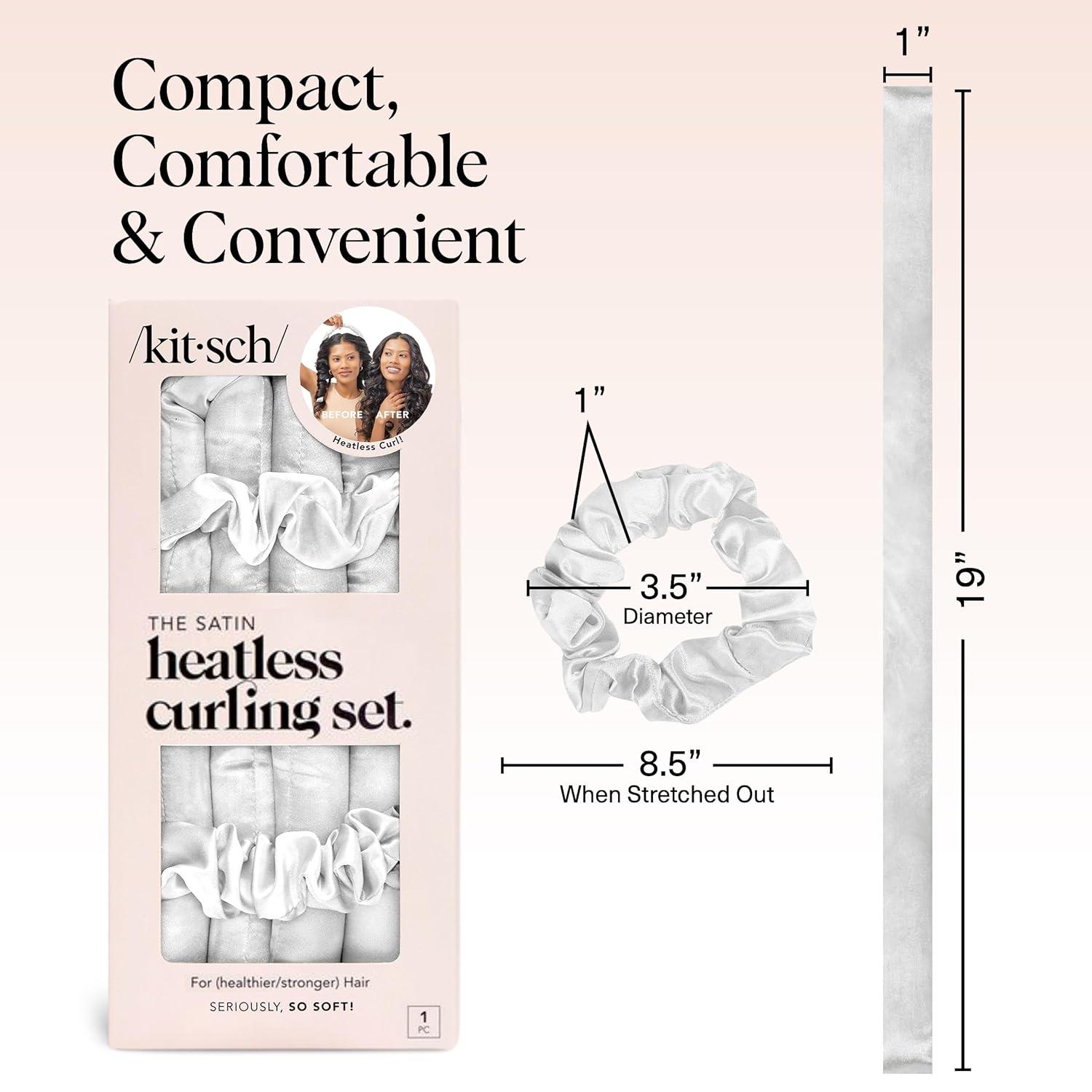 imageKitsch Satin Heatless Curling Set Heatless Curls Overnight with 34quot Hair Curler ampamp 2 Satin Scrunchies Comfortable Hair Curlers to Sleep In for FrizzFree No Heat Damage Styling Sunset Tie Dye05 Ivory