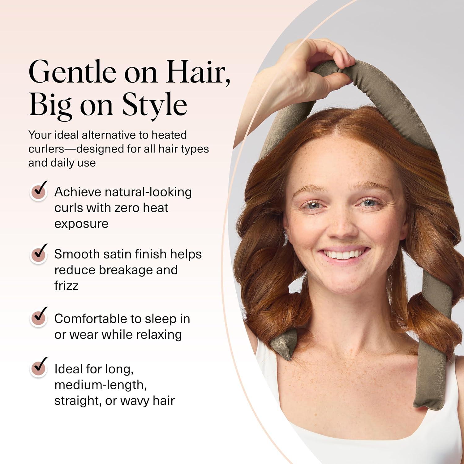 imageKitsch Satin Heatless Curling Set Heatless Curls Overnight with 34quot Hair Curler ampamp 2 Satin Scrunchies Comfortable Hair Curlers to Sleep In for FrizzFree No Heat Damage Styling Sunset Tie DyeEucalyptus