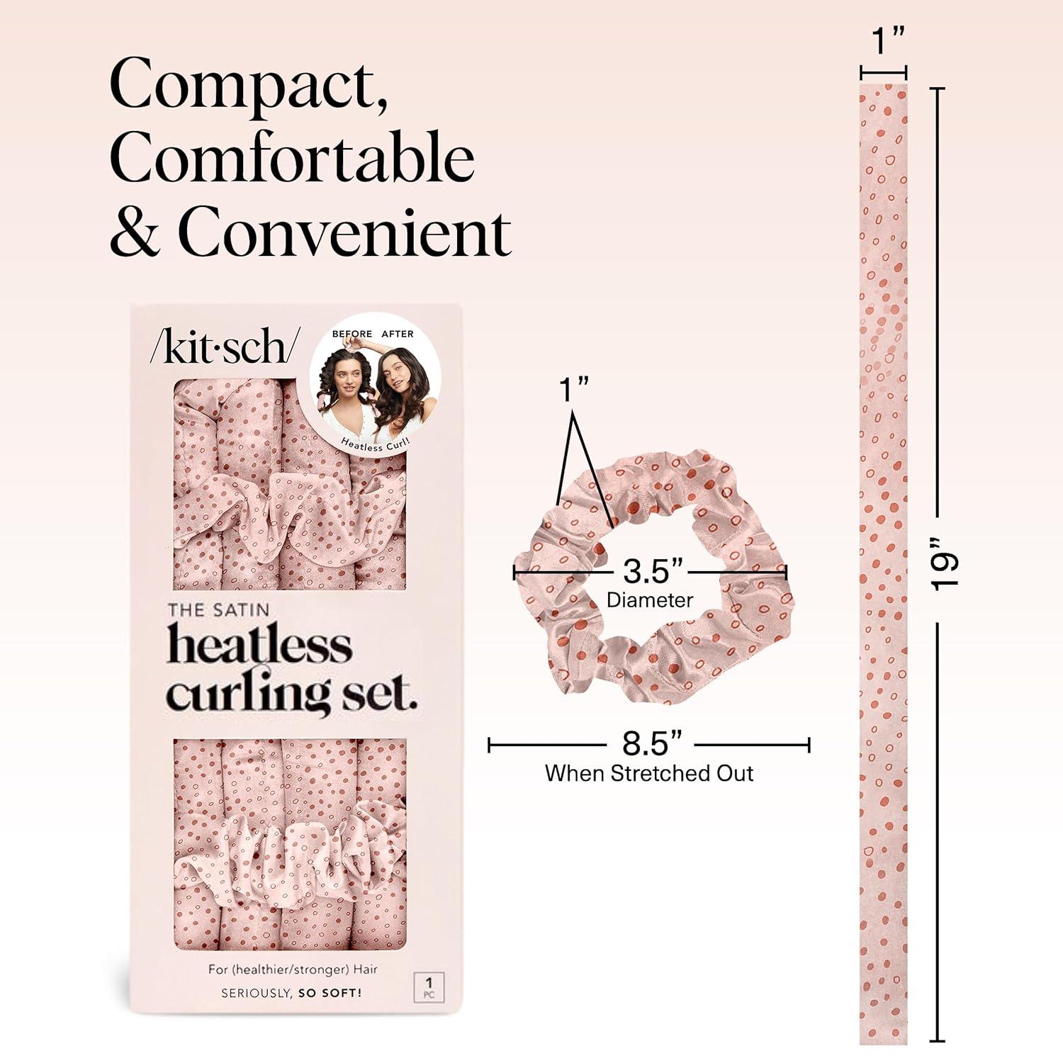 imageKitsch Satin Heatless Curling Set Heatless Curls Overnight with 34quot Hair Curler ampamp 2 Satin Scrunchies Comfortable Hair Curlers to Sleep In for FrizzFree No Heat Damage Styling Sunset Tie Dye06 Micro Dot