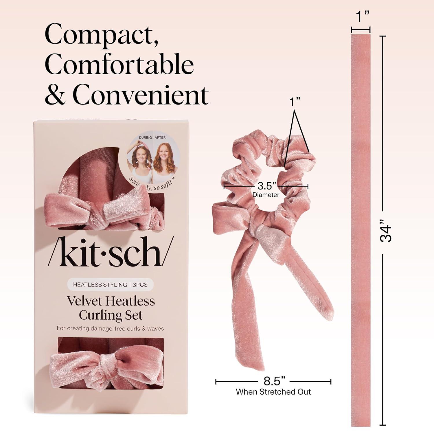 imageKitsch Satin Heatless Curling Set Heatless Curls Overnight with 34quot Hair Curler ampamp 2 Satin Scrunchies Comfortable Hair Curlers to Sleep In for FrizzFree No Heat Damage Styling Sunset Tie DyeTerracotta